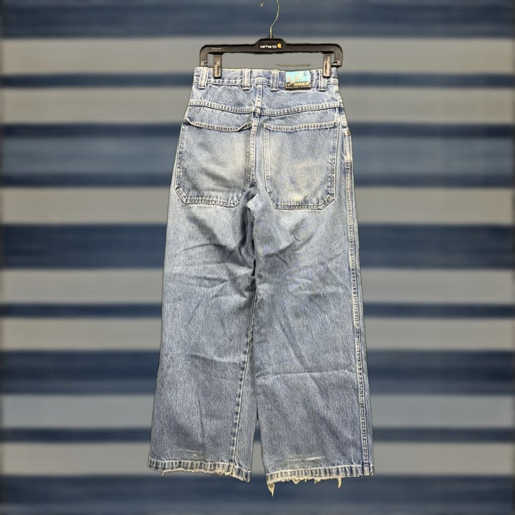 Vintage VINTAGE Kikwear Jeans 90s Y2K Raver Skater Wide-Leg 30x30 Button Fly Blue Denim 5-Pocket Mens Adjustable Rise High Relaxed 34 In Waist 30 In Inseam Size US 30 / EU 46 - 1 Thumbnail
