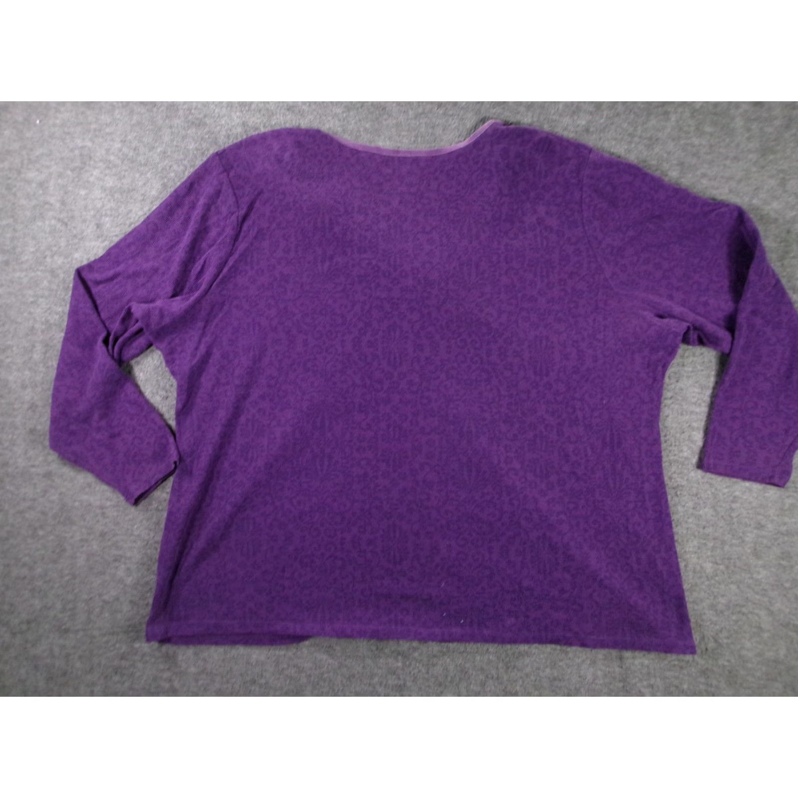 Vintage Just My Style Top Womens 4X Plus Size Scoop Neck 3/4 Sleeve Purple Waffle Knit Animal Print Casual Blouse Size XXL / US 16-18 / IT 52-54 - 7 Thumbnail