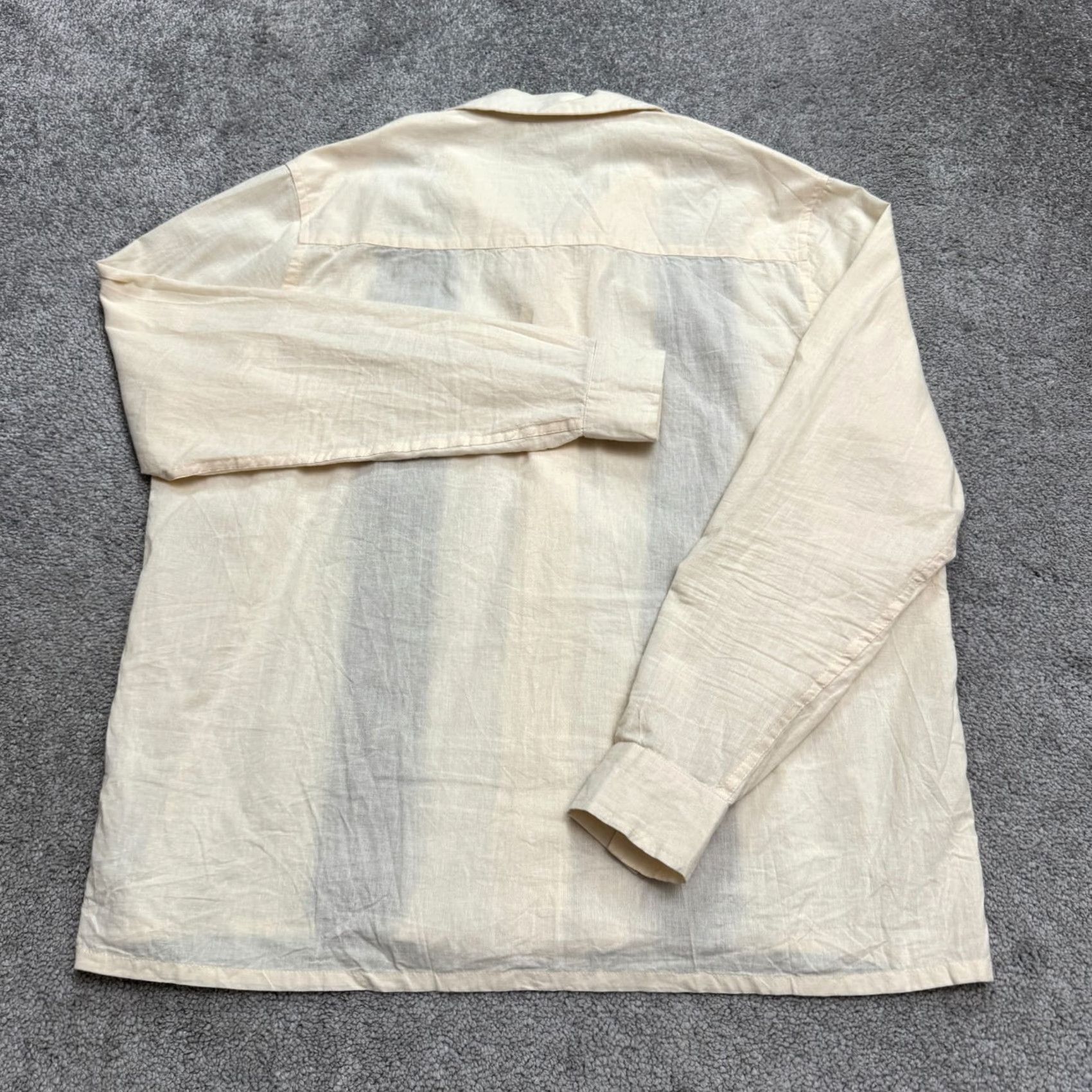 John Varvatos Asos Design Button Down Shirt Mens Medium Cream Burgundy Striped Cotton Casual Size US L / EU 52-54 / 3 - 2 Thumbnail