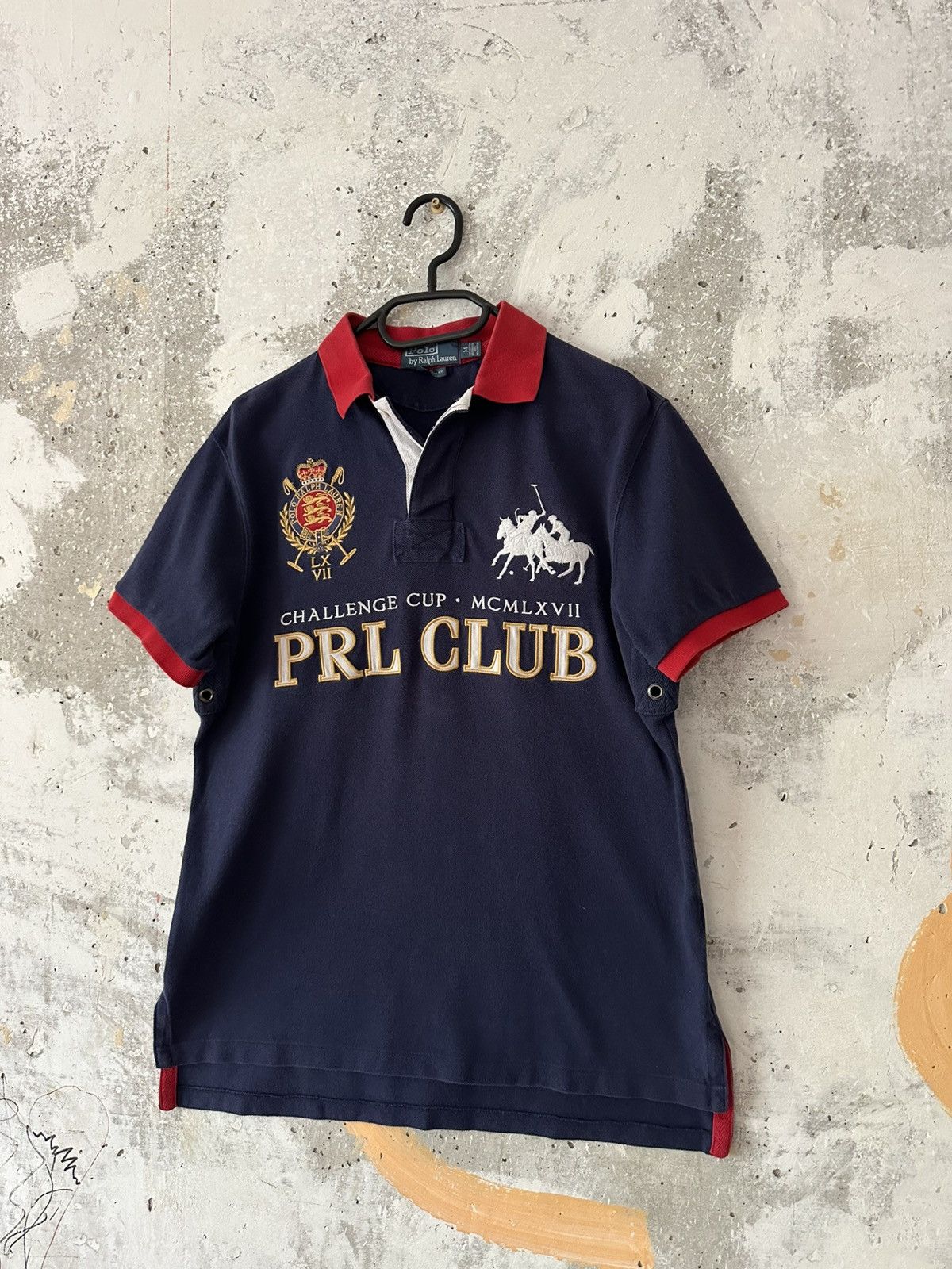 90S Vintage Polo Ralph Lauren PRL Club Big Logo Blue T-Shirt