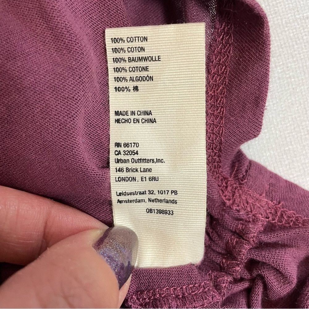 Free People New Free People Purple Ruched Seams Puff Sleeve Cotton Tee Size M / US 6-8 / IT 42-44 - 5 Thumbnail