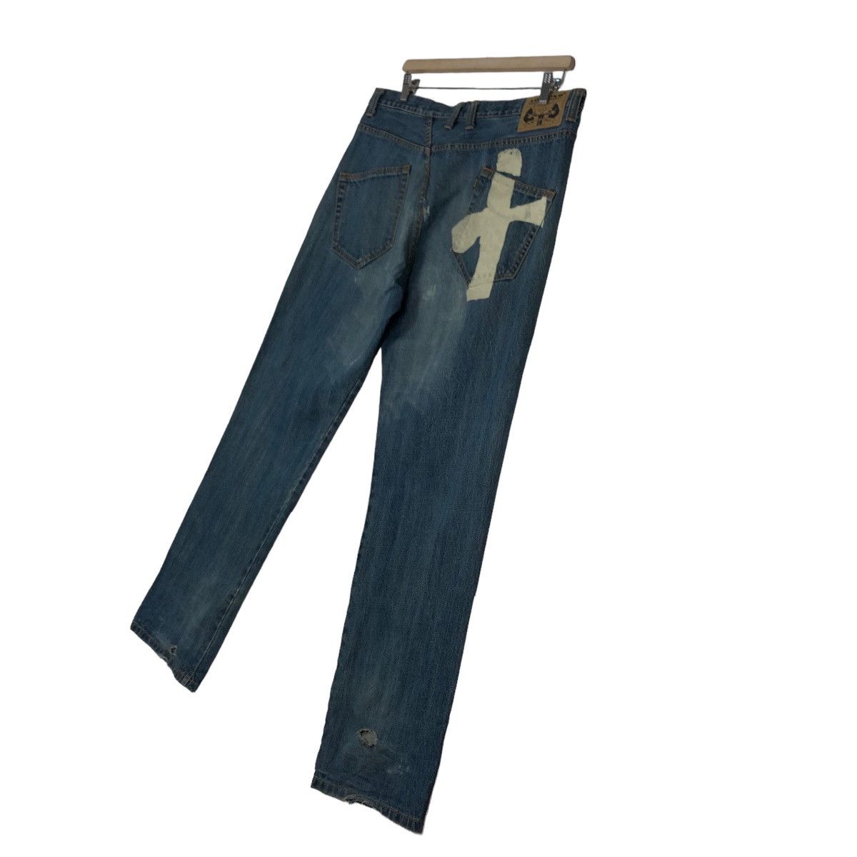Japanese Brand 🔥Addnine Genuine Garment Denim Jeans Cross Big Logo Pocket Size US 35 - 10 Thumbnail