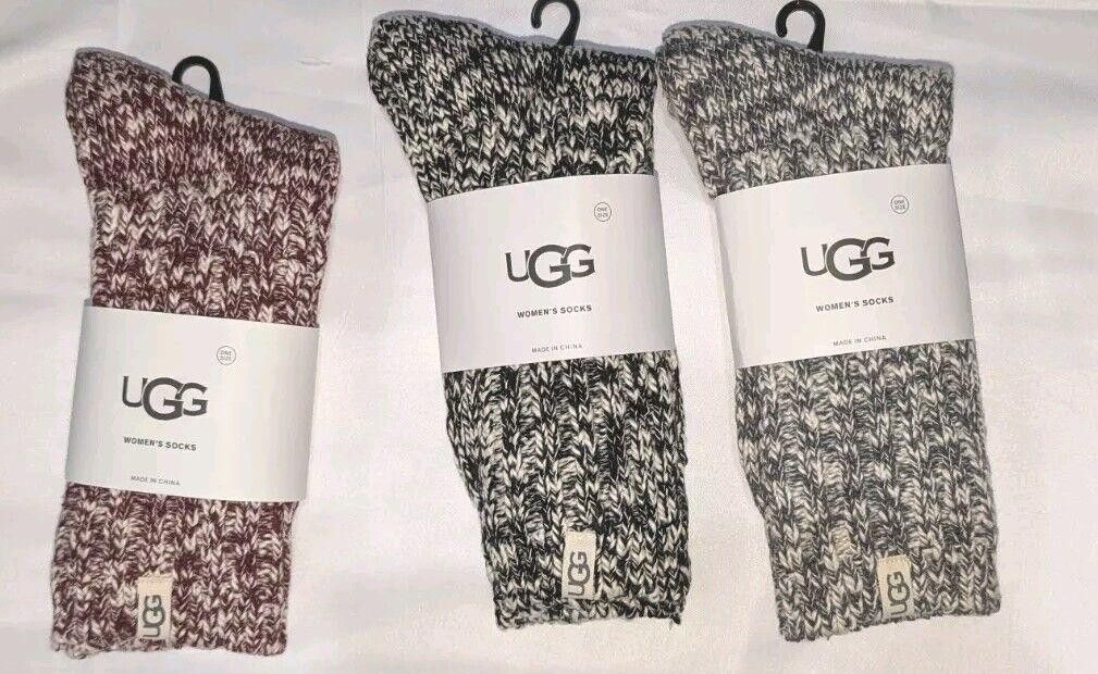 Ugg 3 PAIRS Women's UGG RIB KNIT SLOUCHY Crew Socks Size 5-10 Size ONE SIZE - 1 Thumbnail