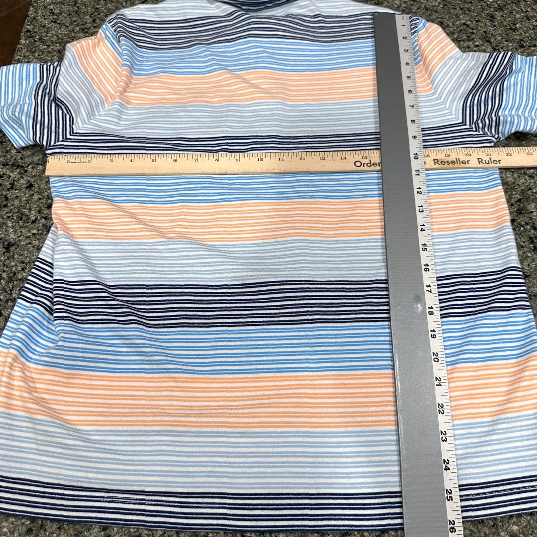 Vintage St Johns Bay Striped Polo Shirt Mens L Blue Peach Cotton Classic Fit Cotton Polo Shirt Mens L Blue Peach Striped Pattern Size US L / EU 52-54 / 3 - 4 Thumbnail