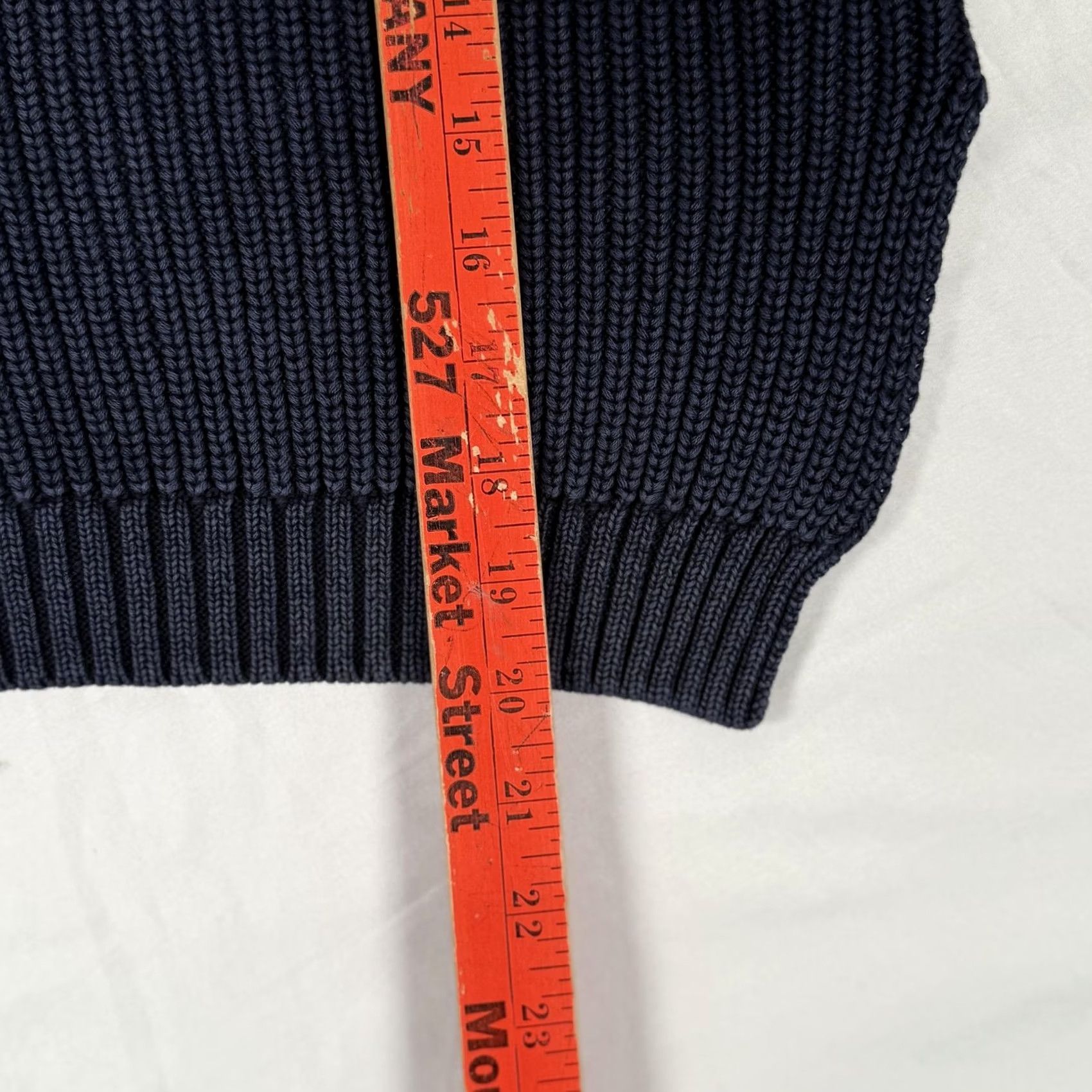 Vintage Fate Sweater Womens Medium Navy Blue V Neck Lace Up Sleeve Cotton Knit Ribbed Size M / US 6-8 / IT 42-44 - 7 Thumbnail