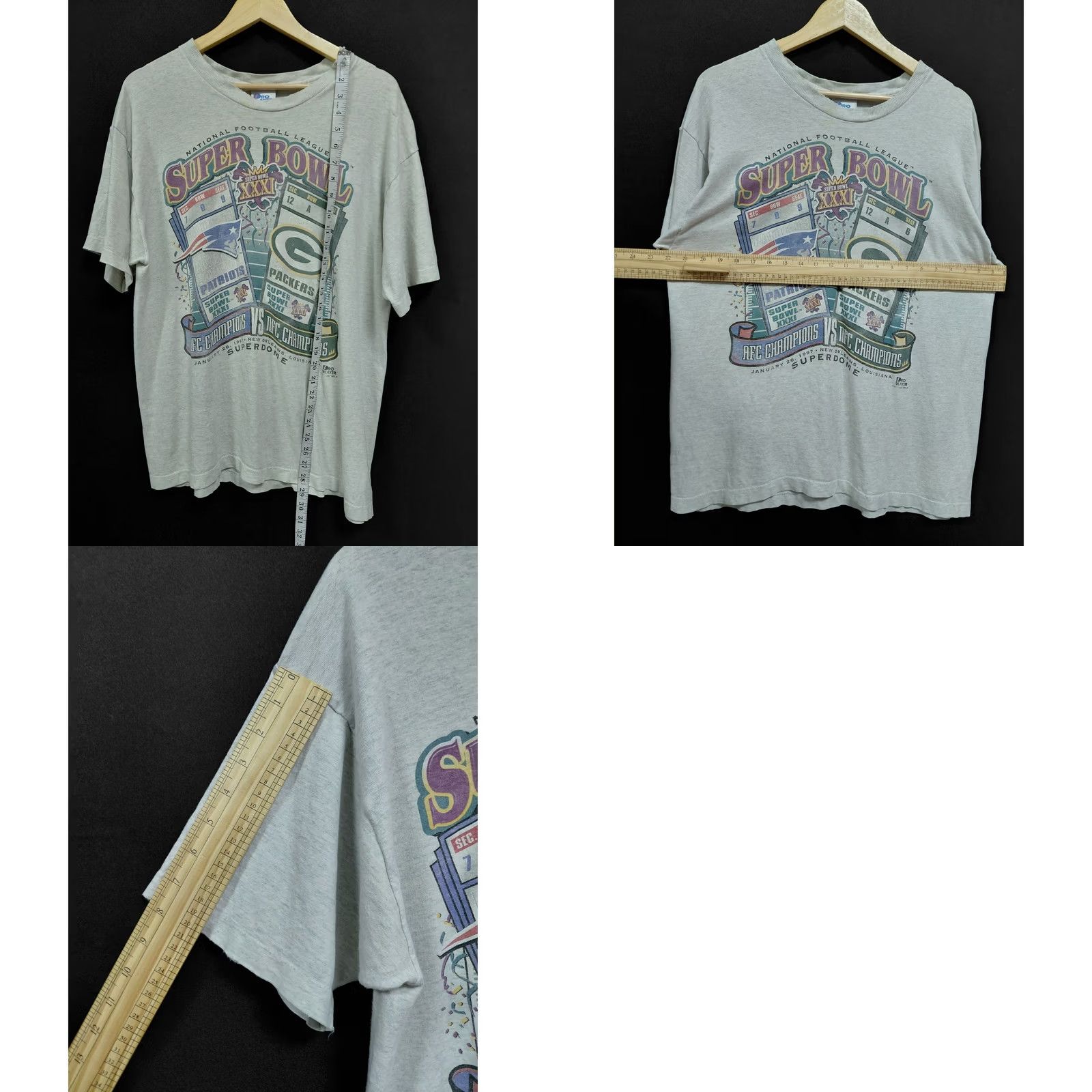 Pro Player VINTAGE Pro Player Super Bowl XXXI T-Shirt Gray Graphic Print Knit Short Size L Mens Size US L / EU 52-54 / 3 - 9 Thumbnail