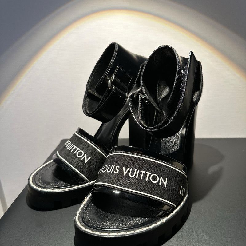 Louis Vuitton Louis Vuitton Black High Heel Sandals for Women 0079 Size US 8 / IT 38 - 1 Thumbnail