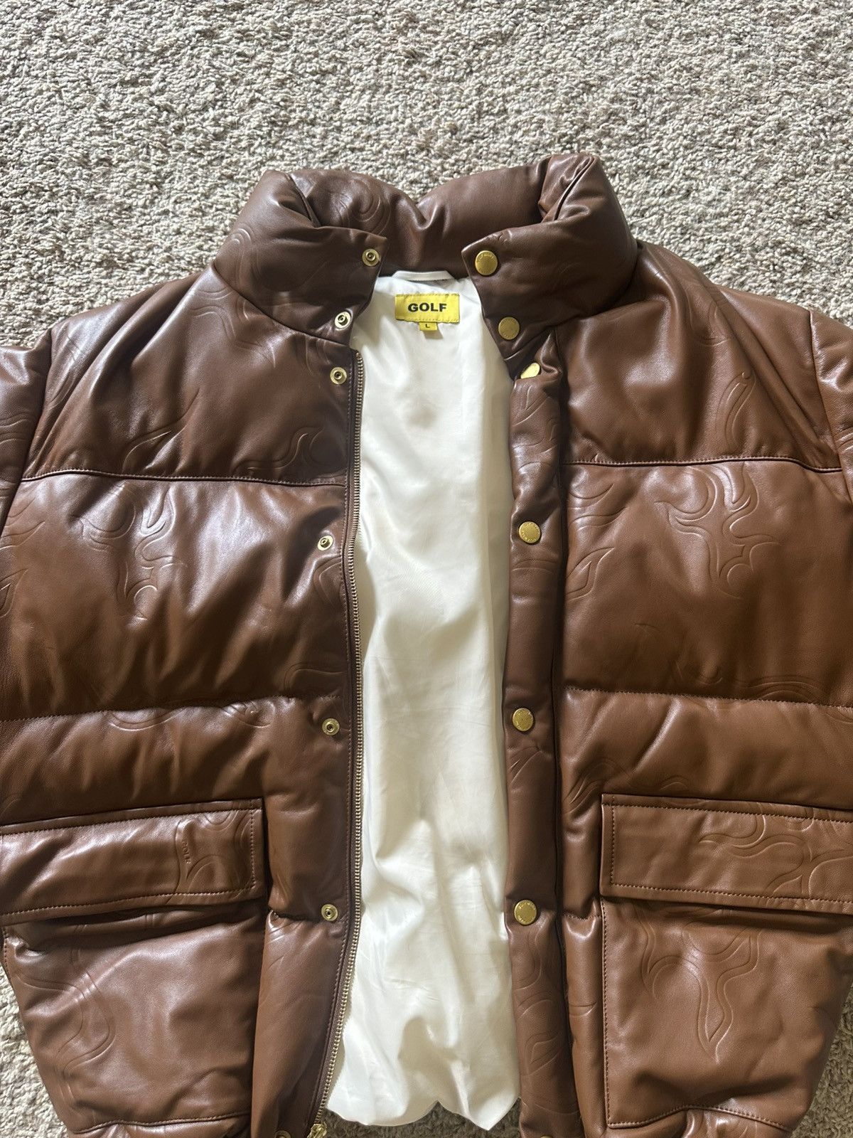 Golf Wang LEATHER FLAME PUFFY JACKET Size US L / EU 52-54 / 3 - 3 Thumbnail