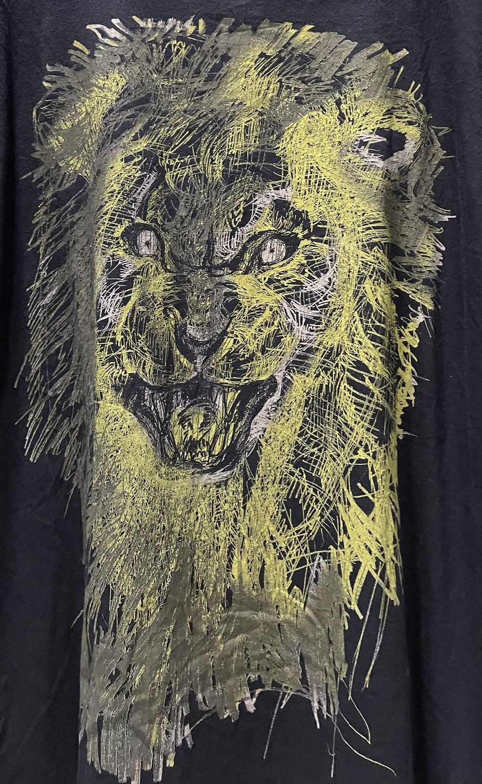 Japanese Brand × Vintage Vintage Crazy Lion Art Drawing Tee Size US XL / EU 56 / 4 - 2 Thumbnail