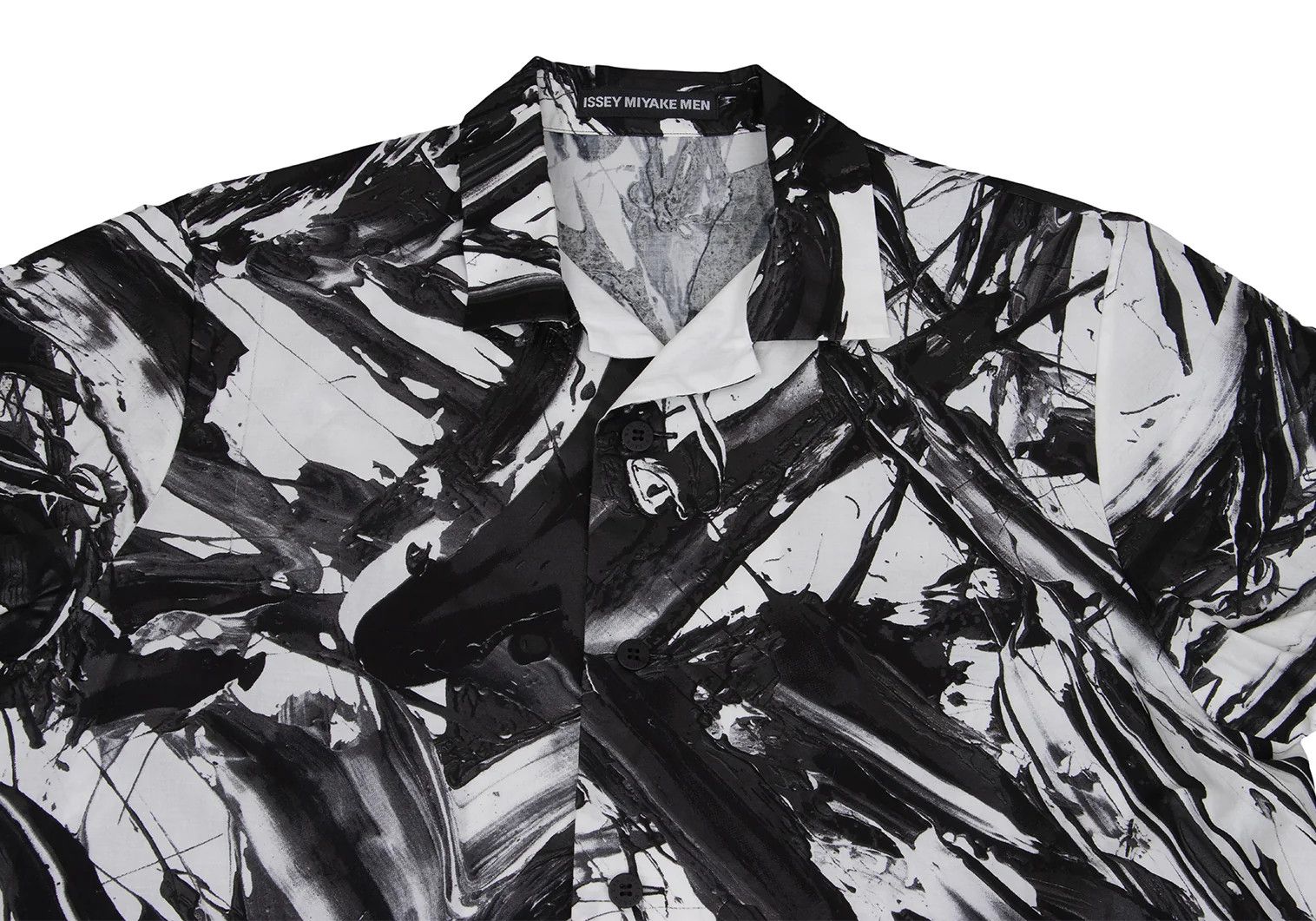 Issey Miyake Cotton Paint Design Short Sleeve Shirt in Black and White Size US S / EU 44-46 / 1 - 2 Thumbnail