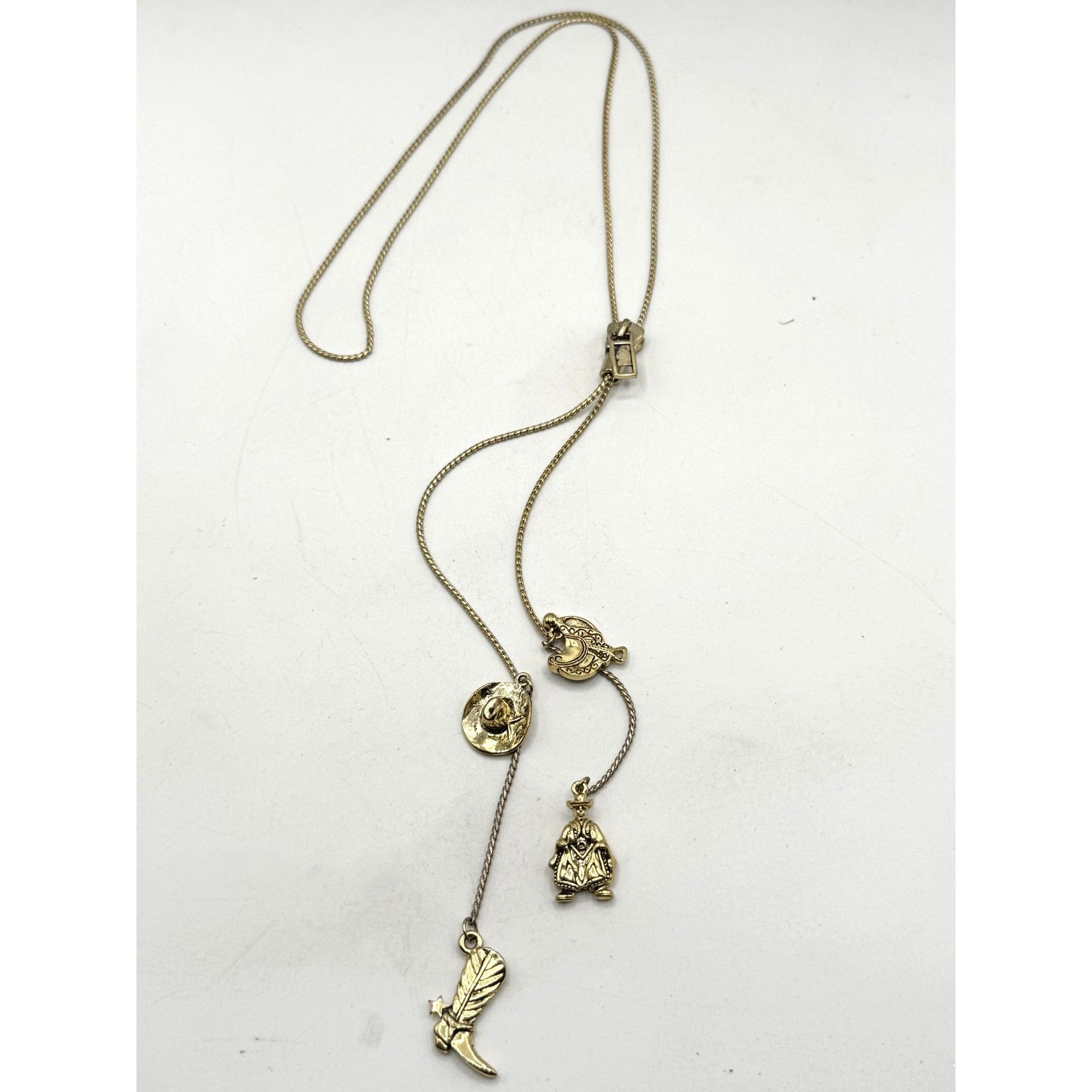 Other Gold Zipper Western Cowboy Tassel Charm Necklace Size ONE SIZE - 1 Thumbnail