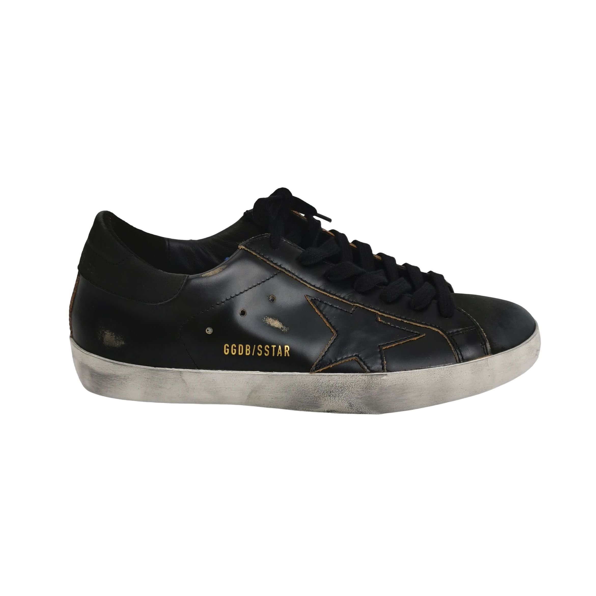 Golden Goose Golden Goose Super-Star Black Leather Sneakers 40 Size US 7 / EU 40 - 1 Thumbnail