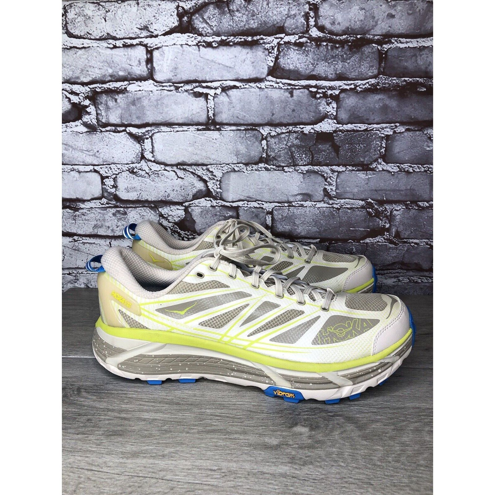 Hoka Hoka One Mafate Speed 2 Eggnog Gray Mesh Neon Yellow Running Size US 14 / EU 47 - 11 Thumbnail