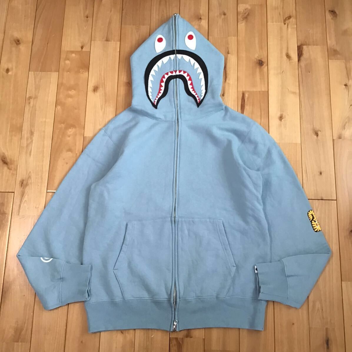 Bape BAPE Shark full zip hoodie light blue a bathing ape Grailed