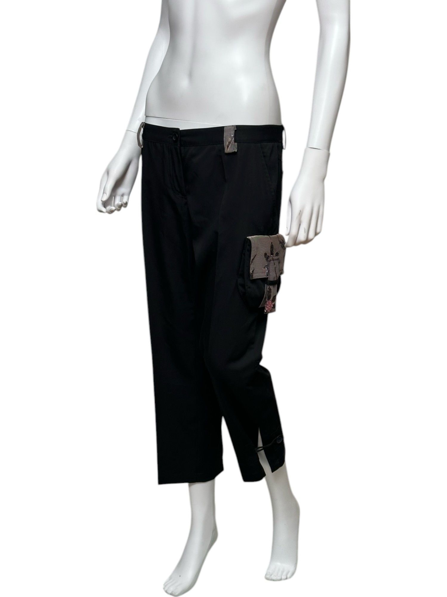 Alexander McQueen Glittered Flower black Pants from 90's Size 32" / US 10 / IT 46 - 2 Thumbnail