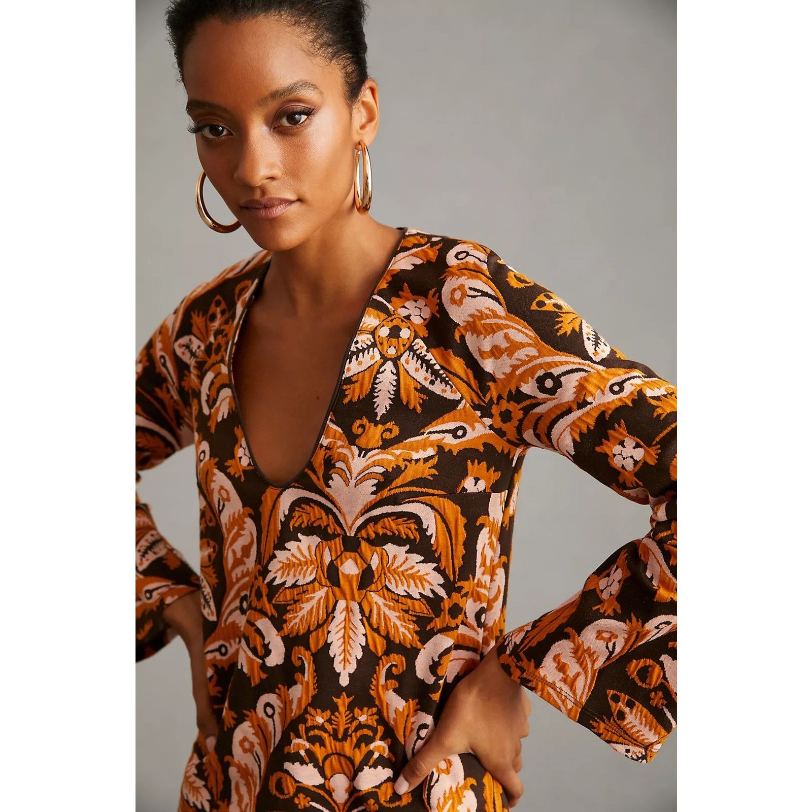 Anthropologie NWT Anthropologie Maeve Bell-Sleeve Mini Dress $160 SMALL Size S / US 4 / IT 40 - 2 Thumbnail