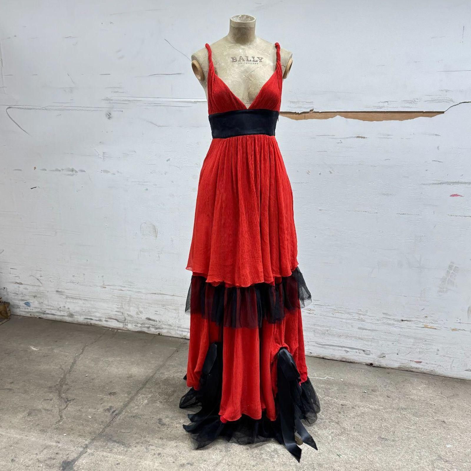 Other Zuhair Murad x MNG Limited Edition Red & Black Silk Gown Size XS / US 0-2 / IT 36-38 - 3 Thumbnail