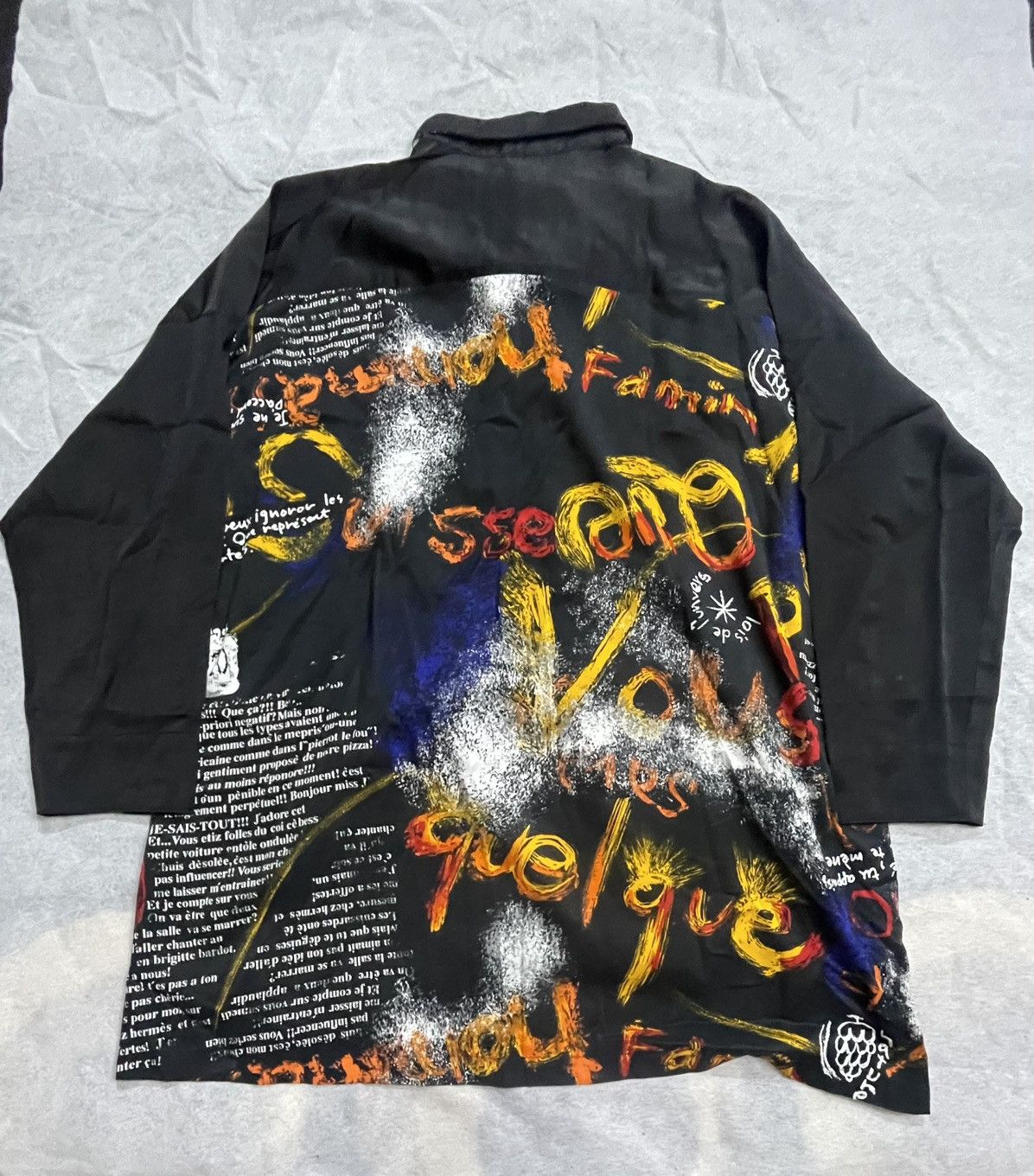 Kansai Yamamoto Vintage Kansai O2 Graphic Adjustable Pocket Shirt🔥 Size US XXL / EU 58 / 5 - 6 Thumbnail