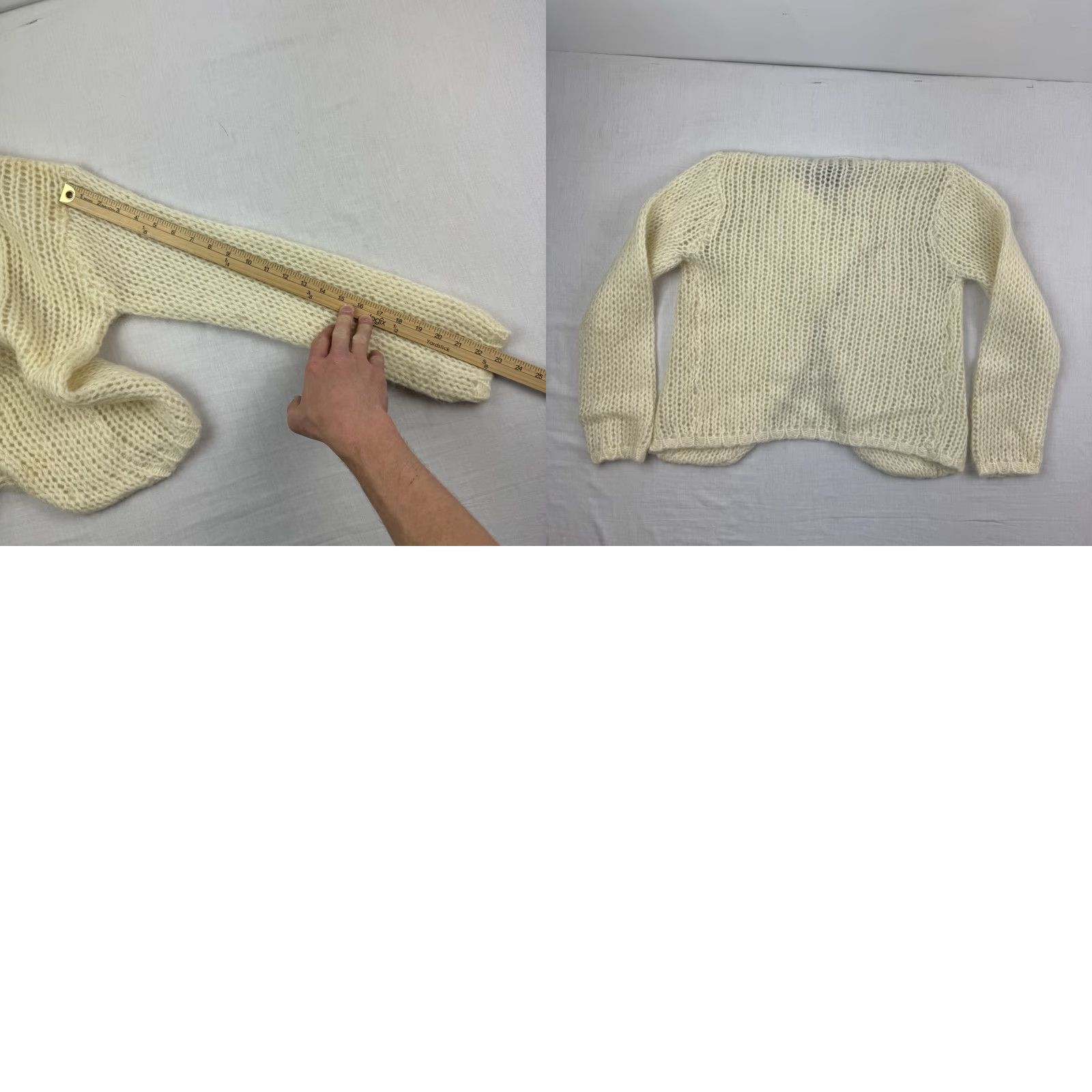 Vintage VINTAGE IB Diffusion Sweater Womens M Knit Mohair Wool Ivory 90s Hipster Shrug Mens Womens Girls Boys Size M / US 6-8 / IT 42-44 - 9 Thumbnail