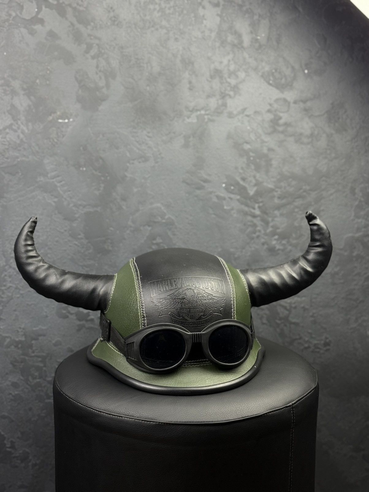 Harley Davidson Vintage Harley Davidson Leather Viking Horned Half Helmet Size ONE SIZE - 1 Thumbnail