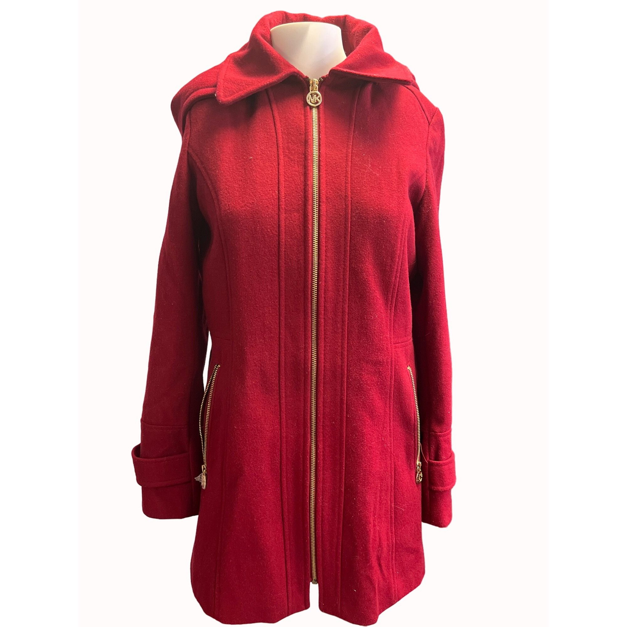 Michael Kors Michael Michael Kors Women's Red Hooded Peacoat Size 4 SKU 5 Size S / US 4 / IT 40 - 1 Thumbnail