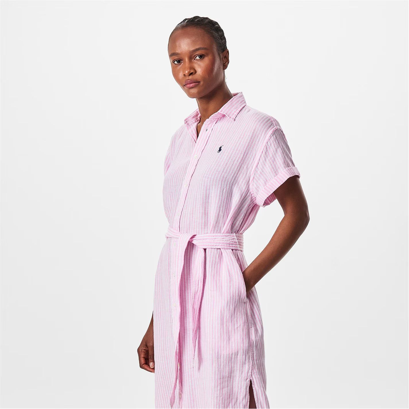 Polo Ralph Lauren o1g2r1mq0825 Polo Shirt Dress in White/Pink Size L / US 10 / IT 46 - 3 Thumbnail