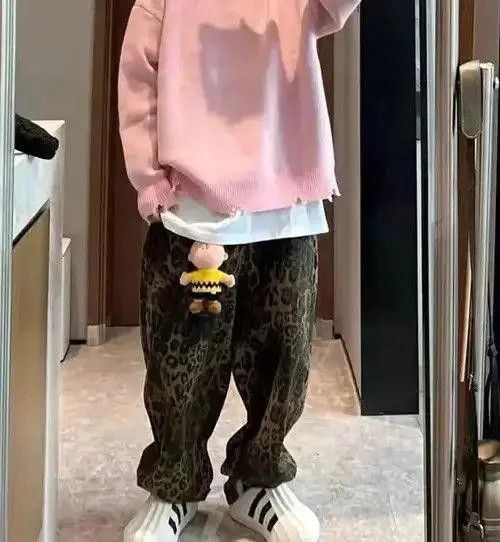 Japanese Brand Kumiko x Asano Baggy Leopard Graphic Stacked Flare Pants Size US 30 / EU 46 - 8 Thumbnail