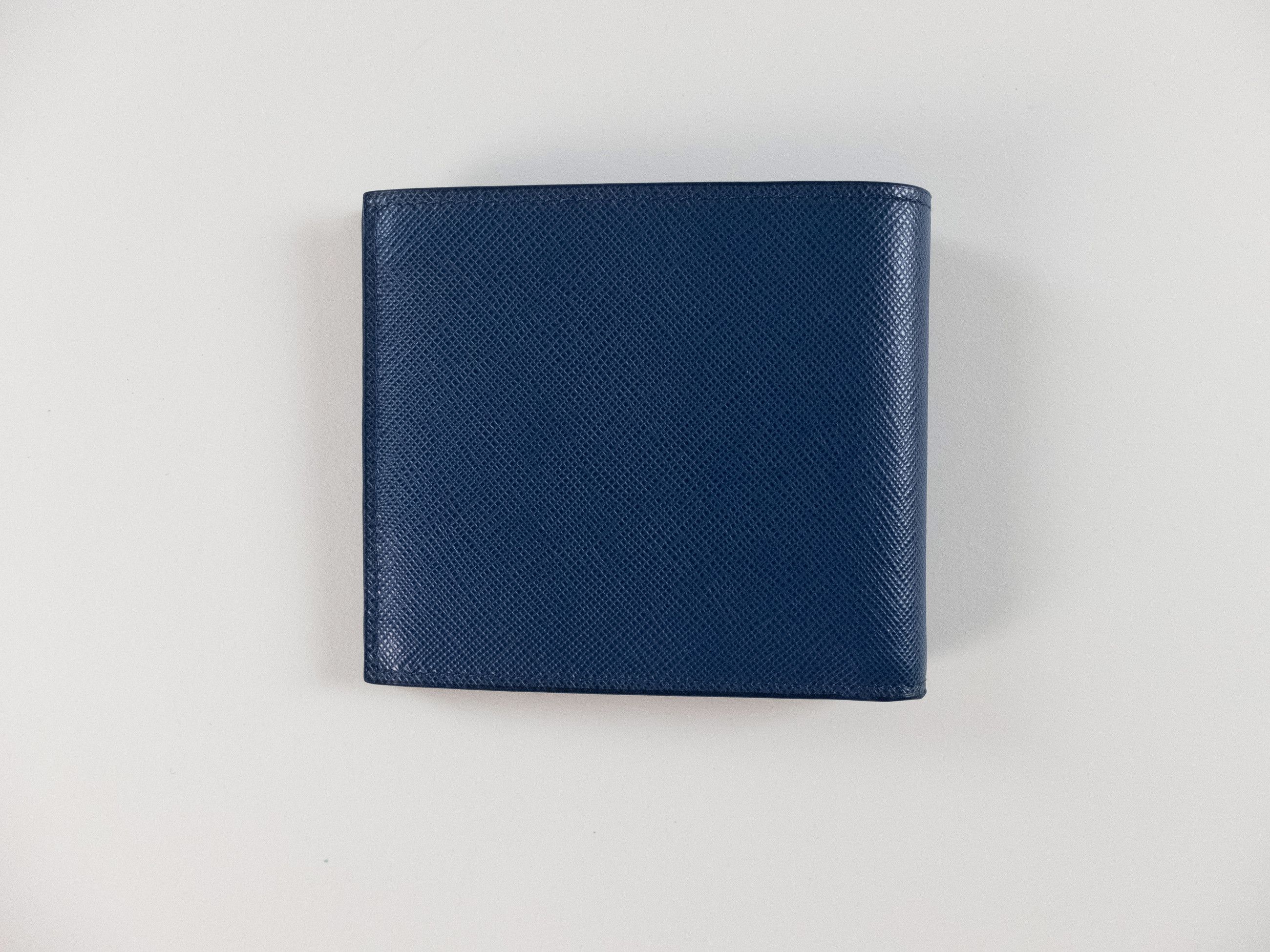 Prada PRADA blue Saffiano leather bifold triangle logo wallet Size ONE SIZE - 4 Thumbnail