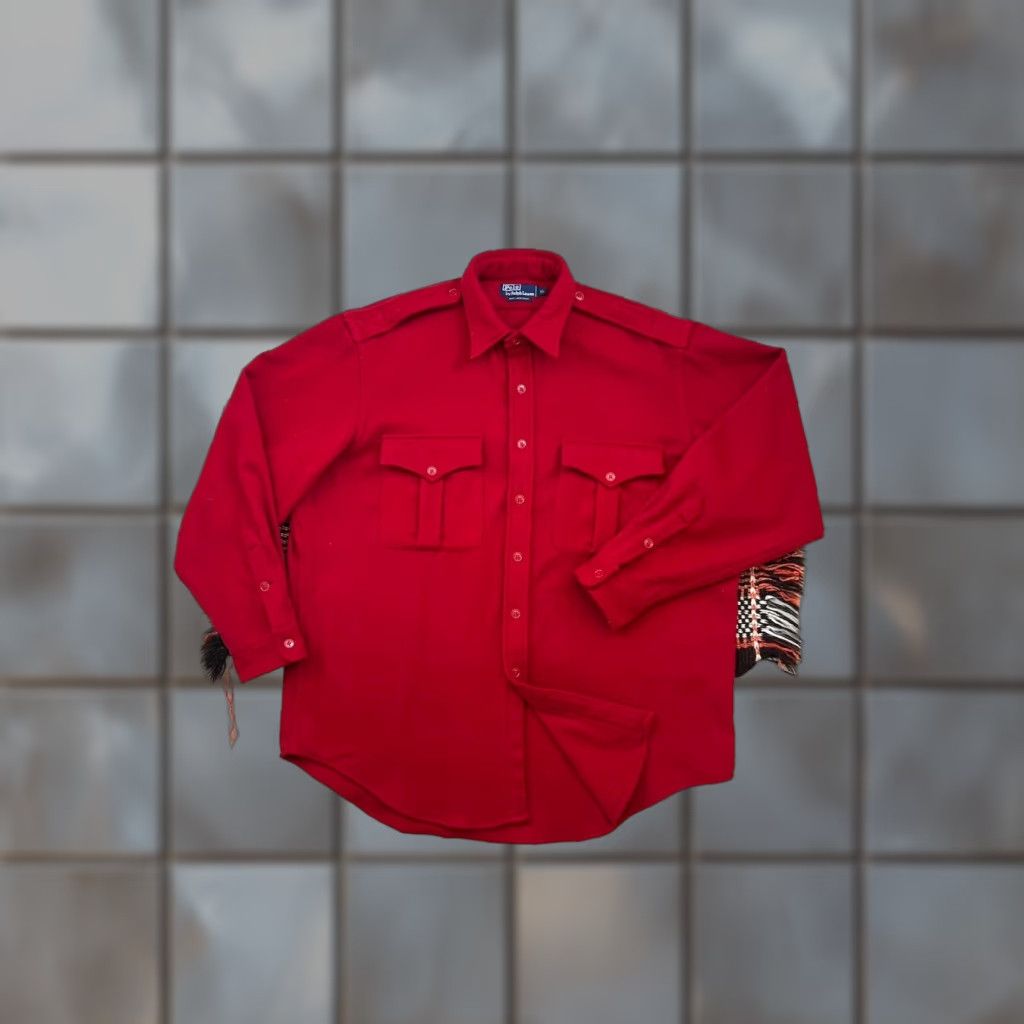 Polo Ralph Lauren VINTAGE Polo Ralph Lauren Wool CPO Shirt XL-2XL Red - Button-Up, Long Sleeve, Casual, Casual Mens Shirt XL Red Wool Twill Damaged? Size US XL / EU 56 / 4 - 1 Thumbnail