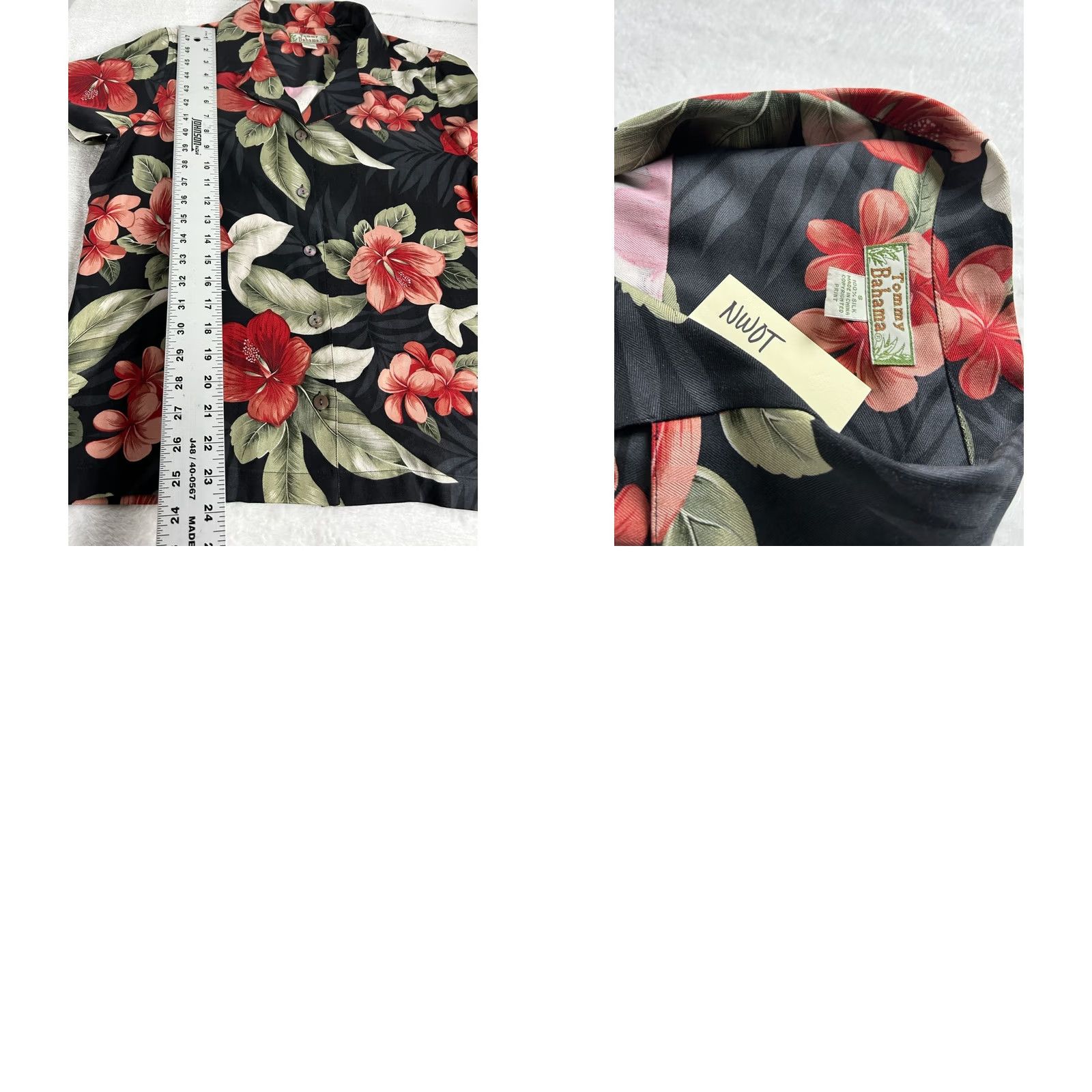 Tommy Bahama VINTAGE Tommy Bahama Women Silk Button-Up Shirt Small Black Floral 90s Hawaiian Tropical NWOT Size S / US 4 / IT 40 - 8 Thumbnail