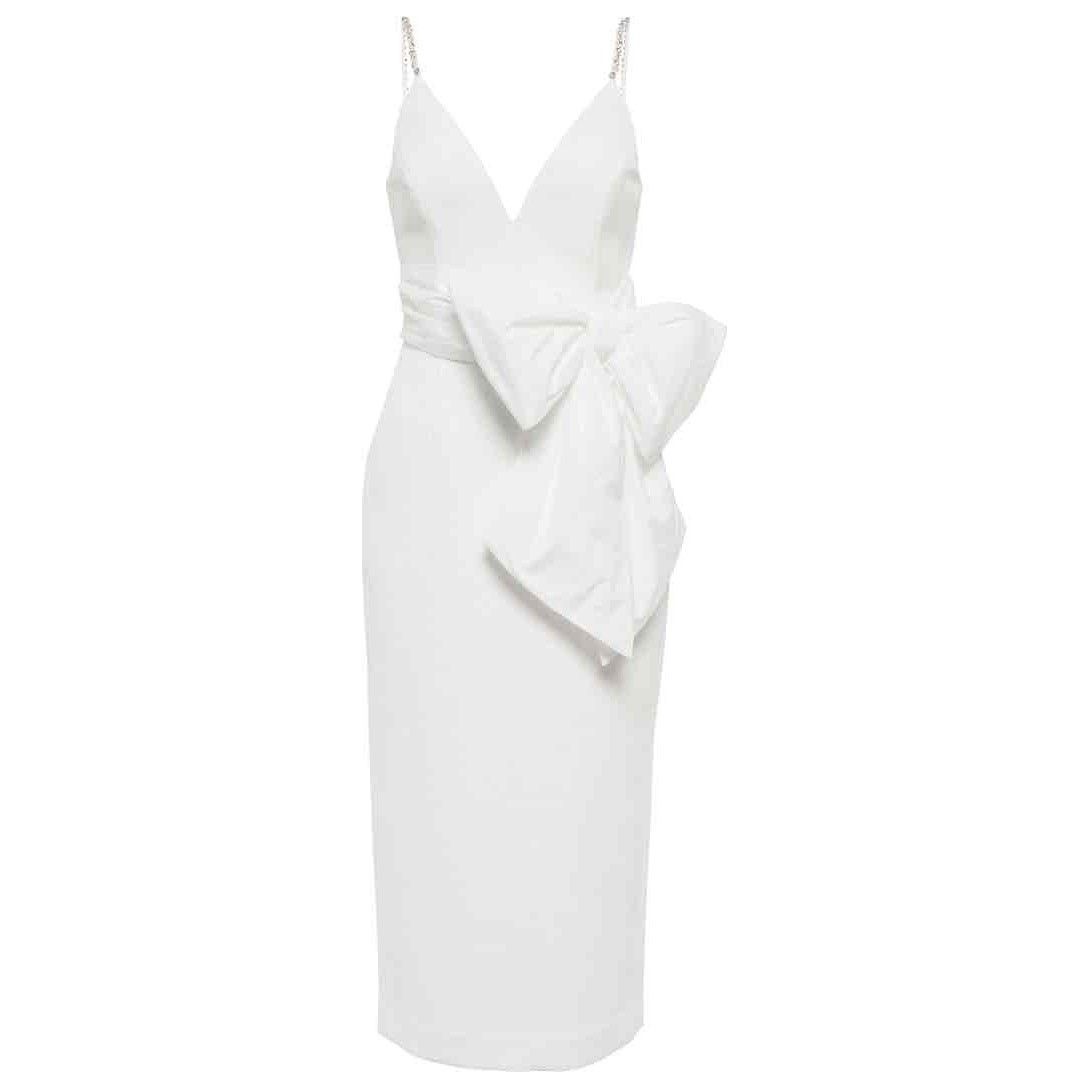 Other Rebecca Vallance Genevieve Bow V-Neck Sheath Midi Dress Size M / US 6-8 / IT 42-44 - 7 Thumbnail