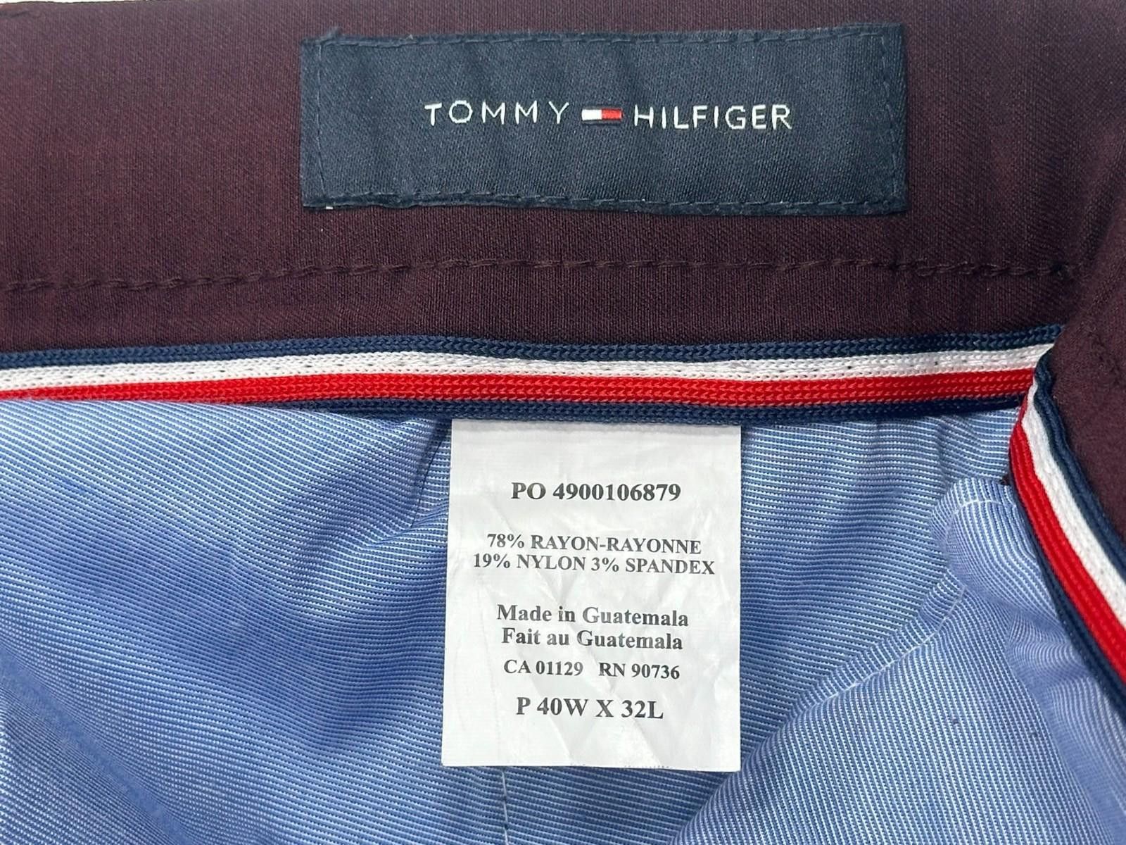 Tommy Hilfiger Tommy Hilfiger Flat Straight Leg Chinos Maroon Men's 42/30 Size US 42 / EU 58 - 6 Thumbnail