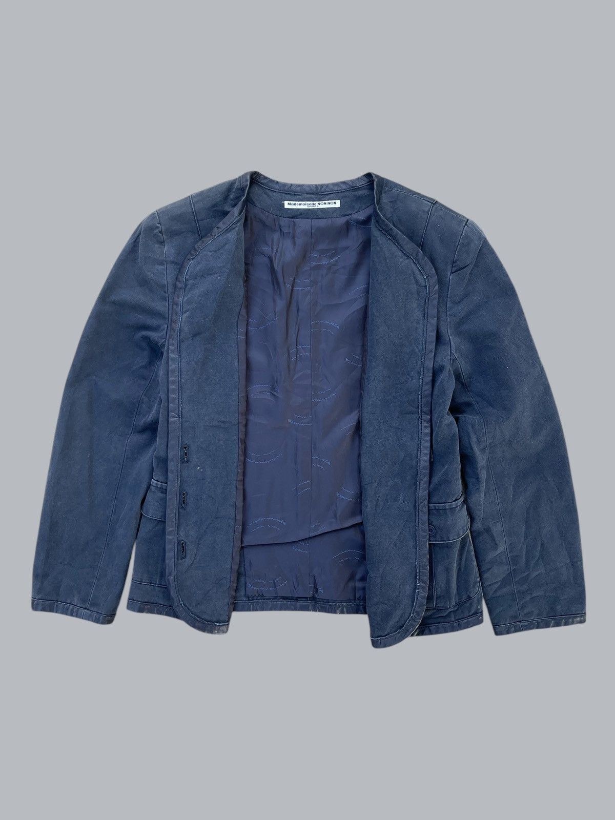 Issey Miyake × Mademoiselle Non Non × Vintage Vtg Mademoiselle NON NON by Issey Miyake Trim Leather jacket Size M / US 6-8 / IT 42-44 - 3 Thumbnail