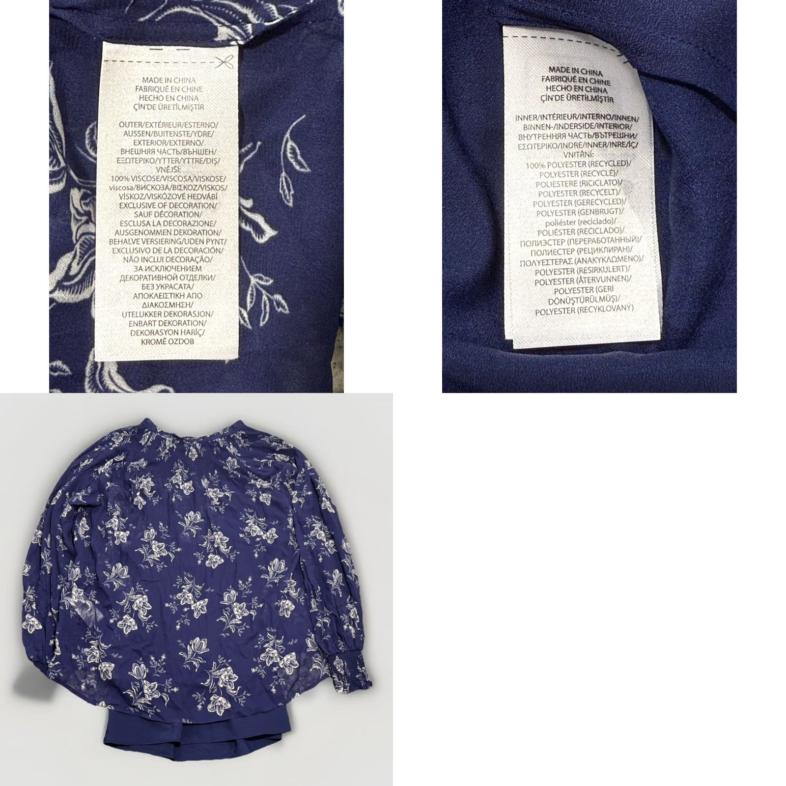 Polo Ralph Lauren Polo Ralph Lauren Blouse Viscose Floral-Print Blue XS 3/4 Sleeve Tie Under Shirt Women's Regular Sizes Size XS / US 0-2 / IT 36-38 - 8 Thumbnail