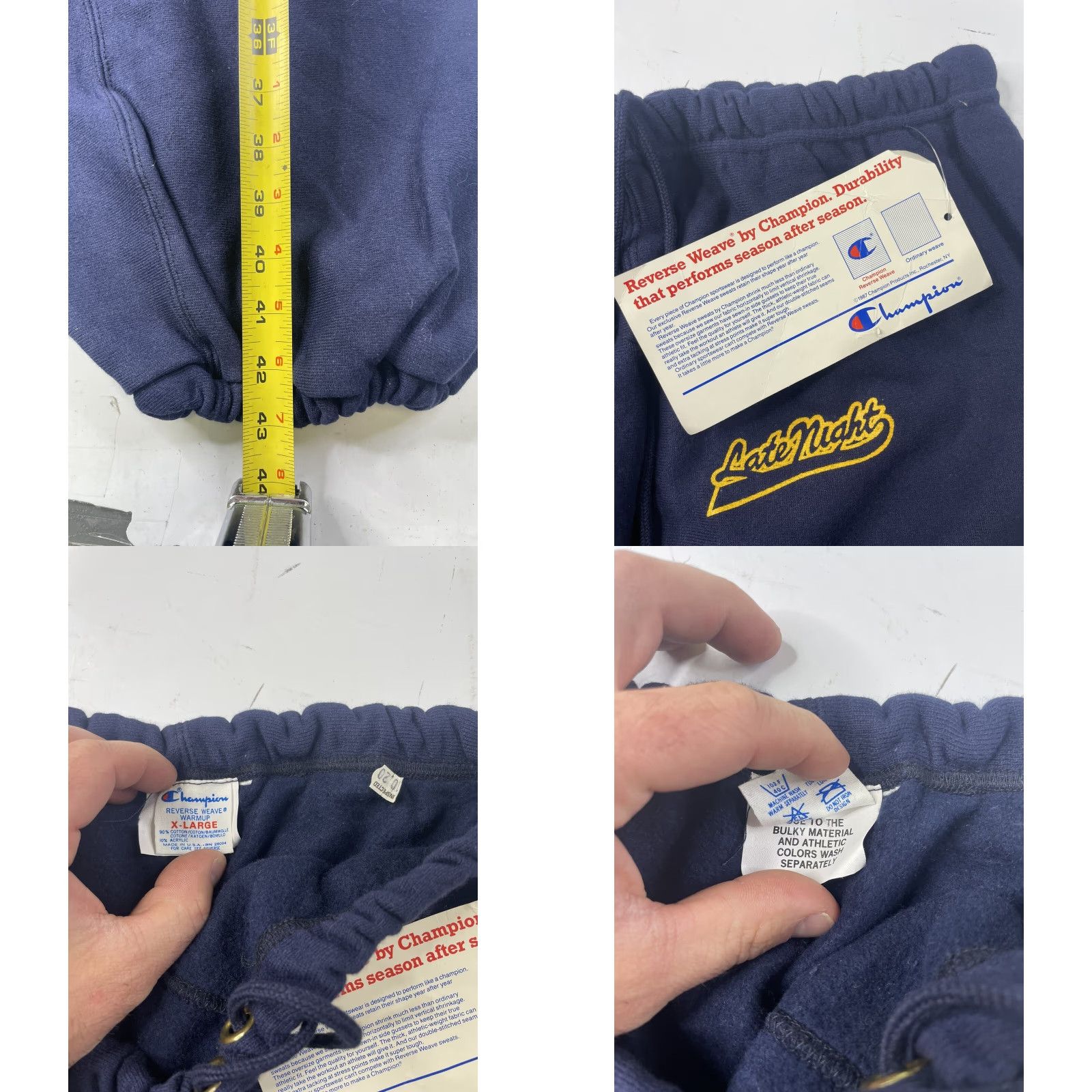 Champion VINTAGE Champion Hoodie Sweatshirt & Pants Set Late Night Mens XL Blue 1980s Cotton Blend Regular Long Sleeve Mens Size US XL / EU 56 / 4 - 9 Thumbnail
