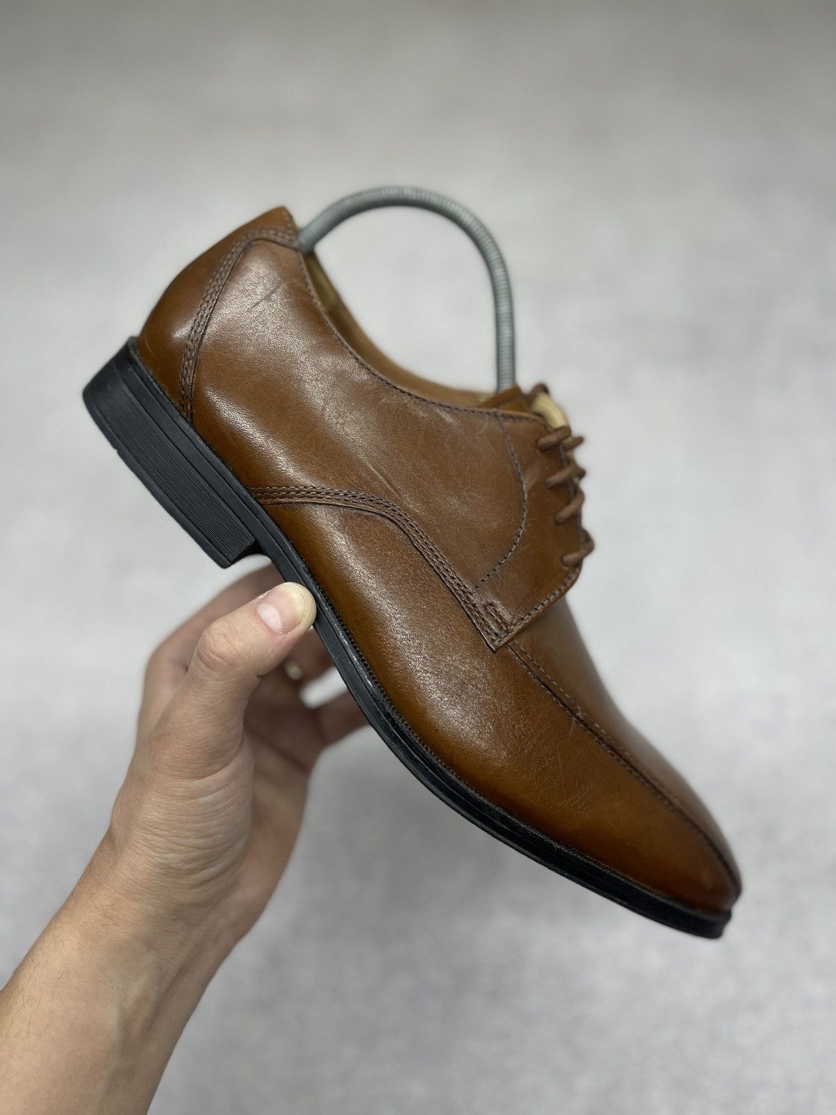 New Clarks Gilman Mode Leather Shoes Brown Size 41