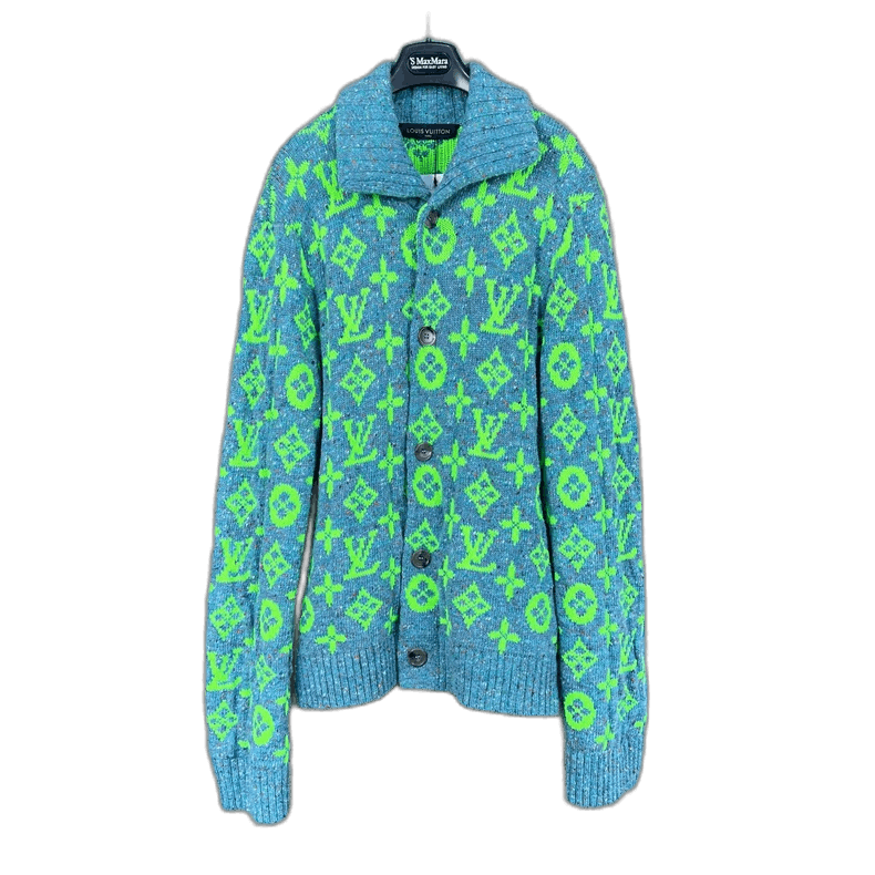 Louis Vuitton Louis Vuitton Green Patterned Knit Sweater-yf Size US XL / EU 56 / 4 - 1 Thumbnail