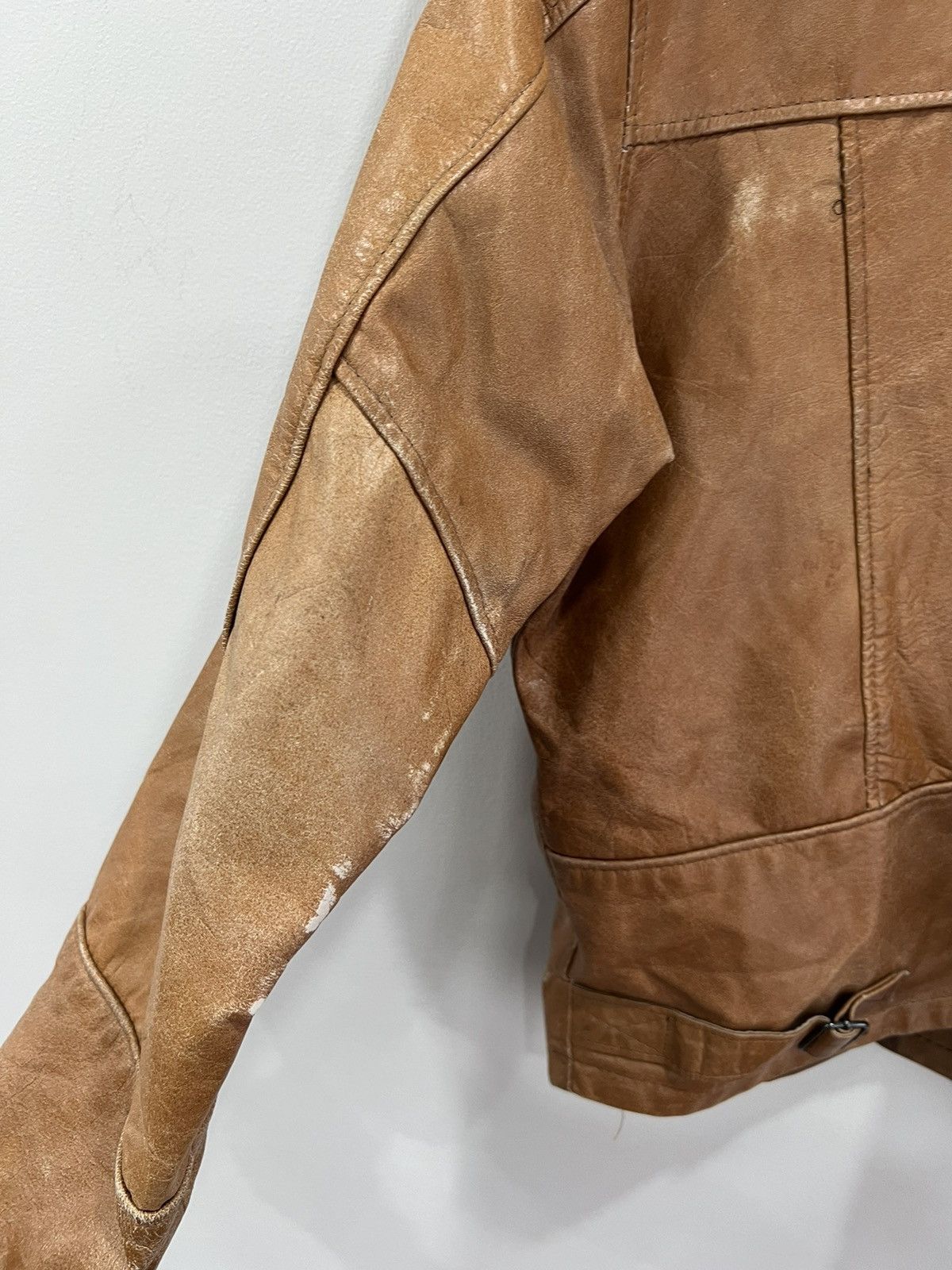 Vintage Vintage Leather Jacket Brown Zip Up faded Size US M / EU 48-50 / 2 - 6 Thumbnail