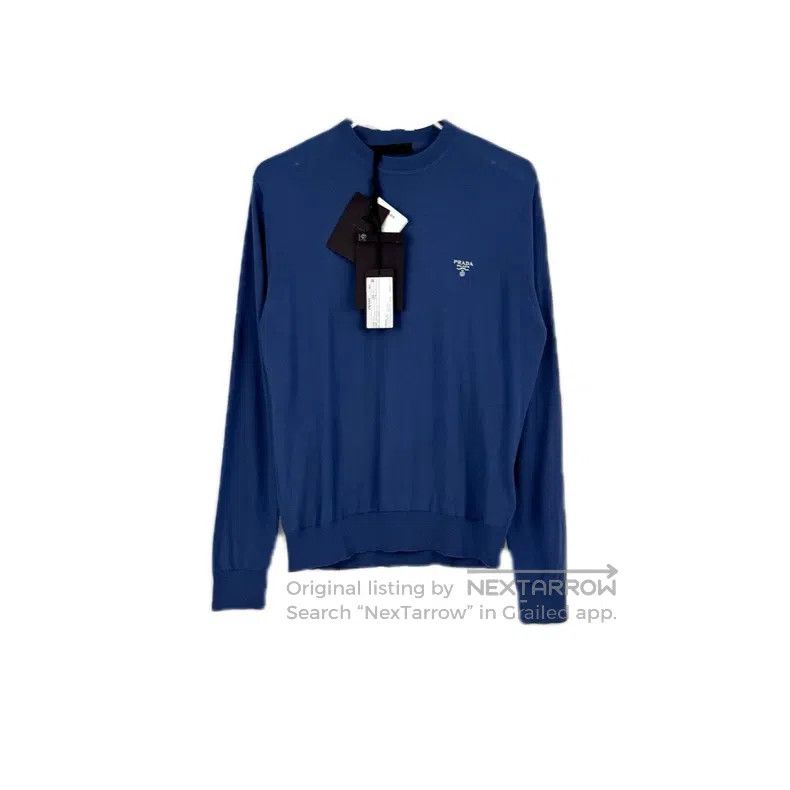 Prada Prada Blue classic embroidered logo sheep wool sweater Size US S / EU 44-46 / 1 - 1 Thumbnail