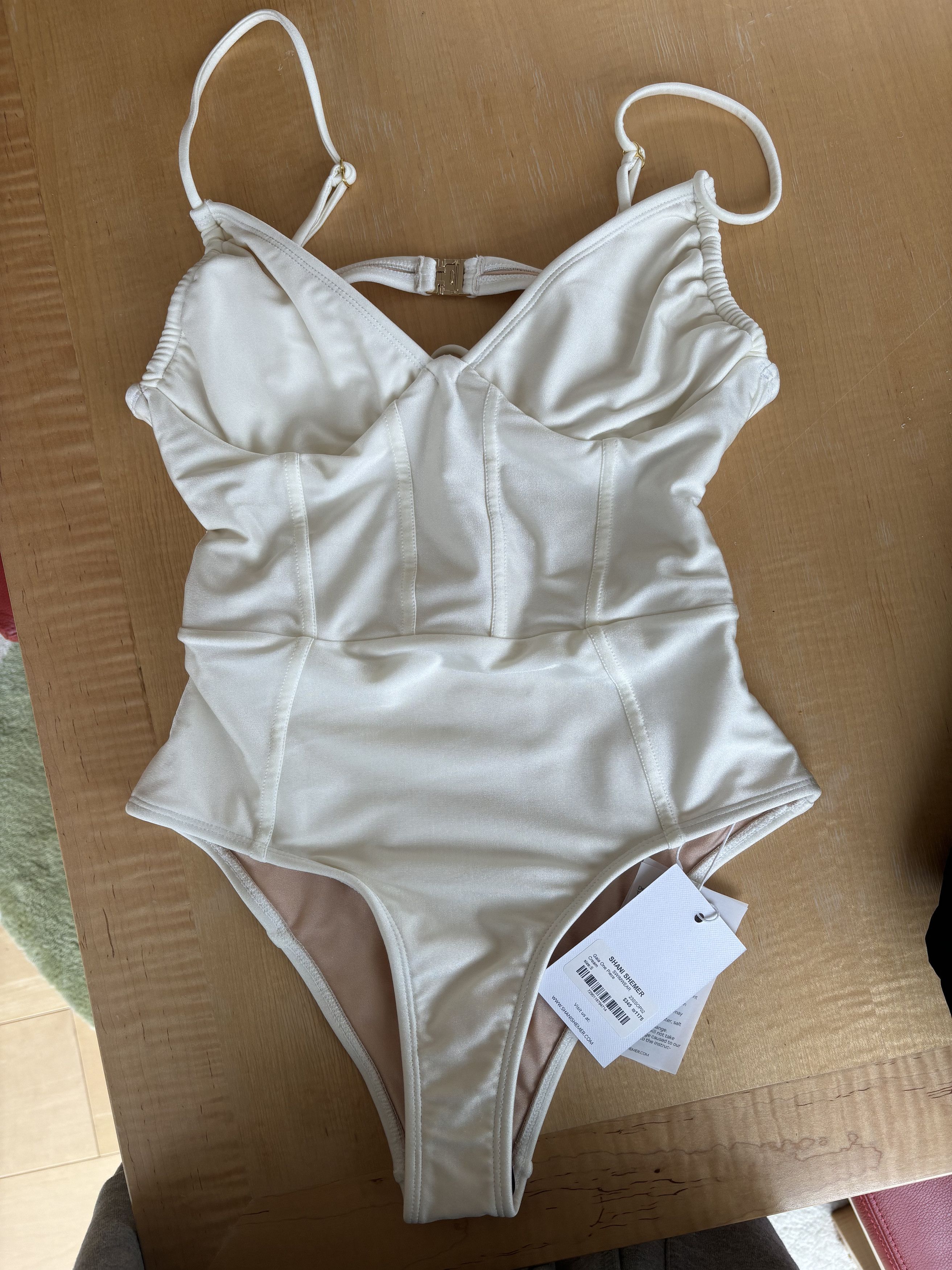 image of Solid And Striped Gaia One Piece Swimsuit in Cream, Women's (Size Small)