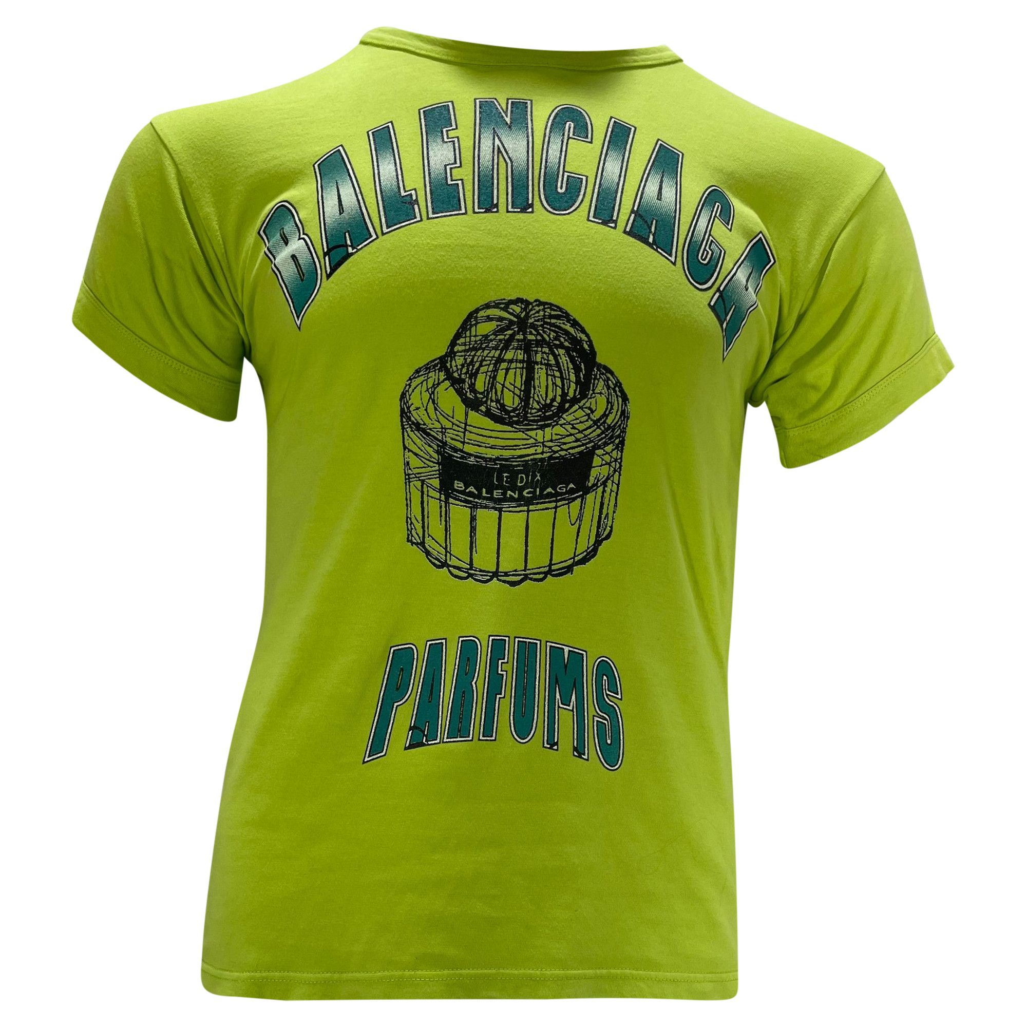 Balenciaga Balenciaga Parfums Graphic Print Crewneck T-Shirt in Green Size S / US 4 / IT 40 - 1 Thumbnail