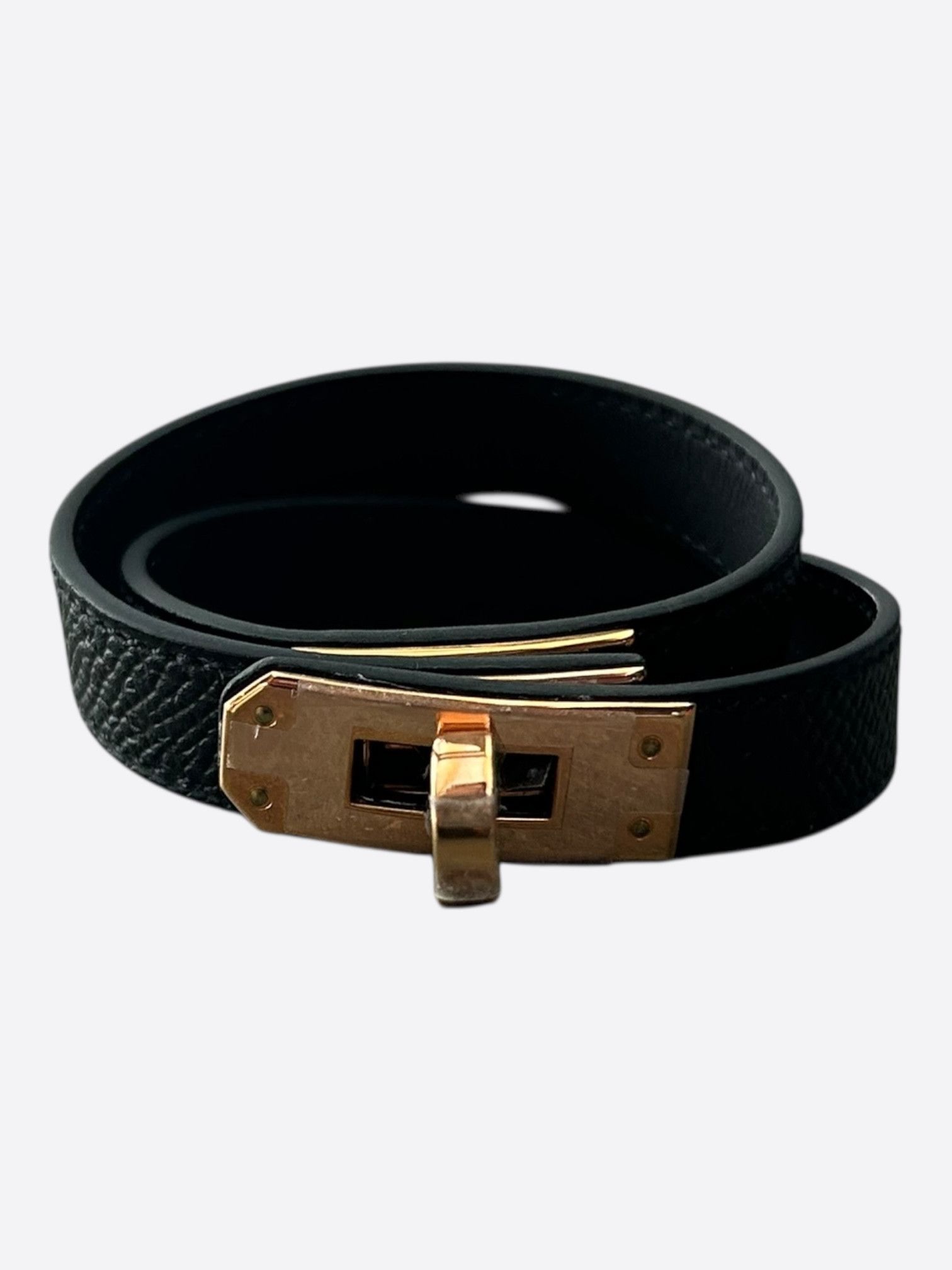 Hermes Black Epsom & Gold Hardware Kelly Double Tour Bracelet Size ONE SIZE - 1 Thumbnail