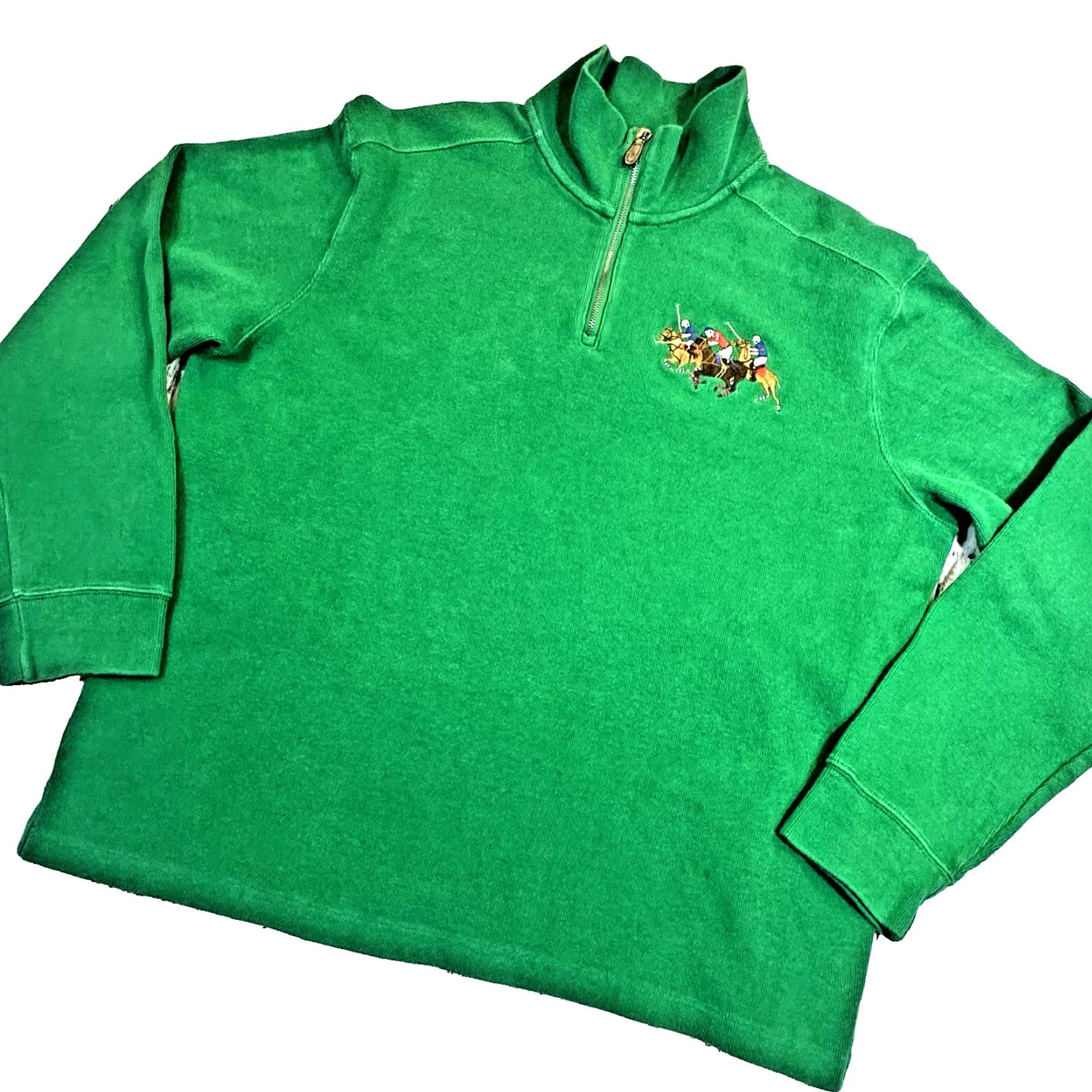 Polo Ralph Lauren Polo Ralph Lauren Big Pony Stampede Green 1/4 Zip 100% Cotton Long Sleeve XL Shirt Mens Vintage Classic 90s College Preppy Size US XL / EU 56 / 4 - 4 Thumbnail
