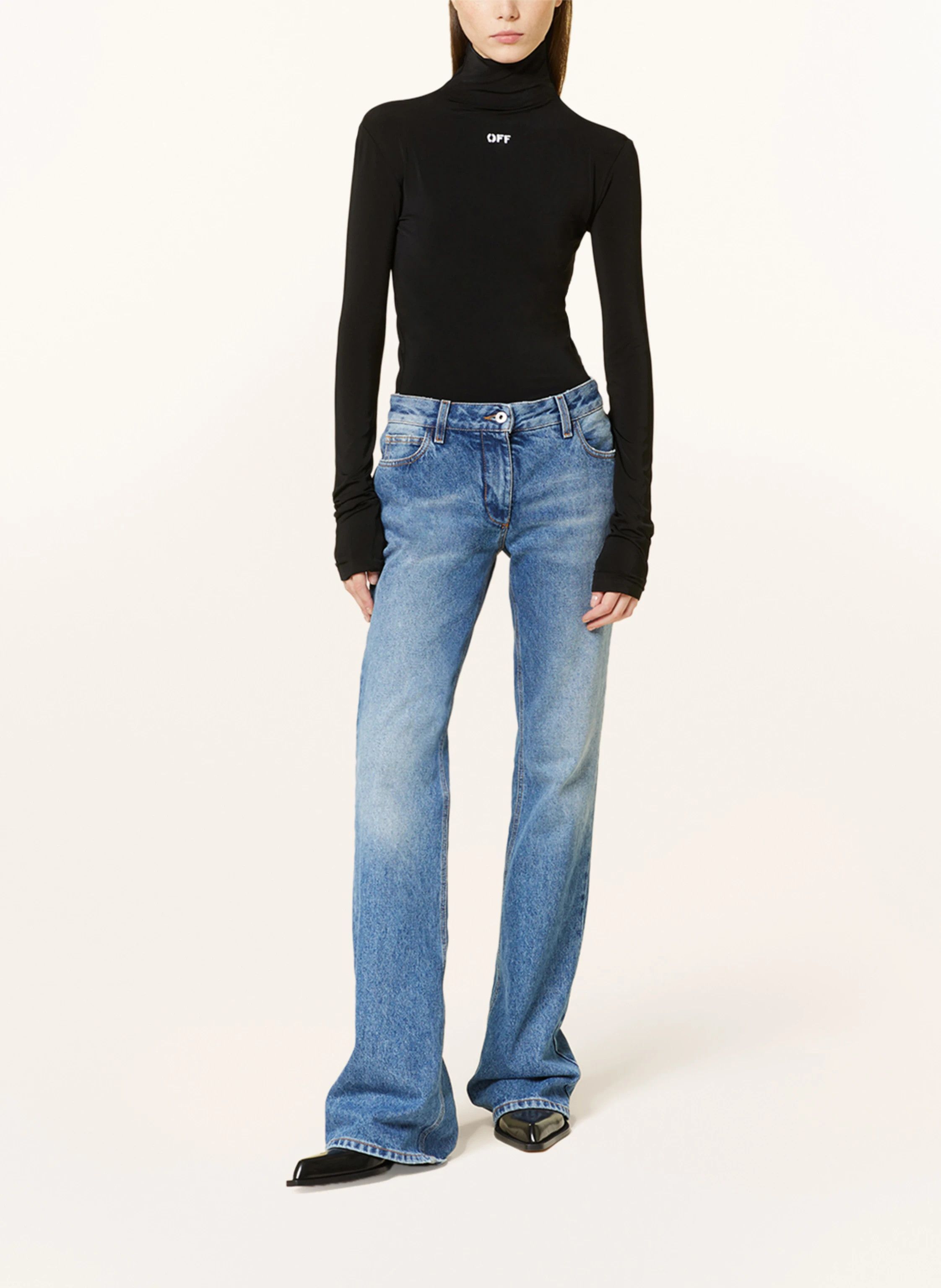 Off-White o1s22i1n0824 Second Skin Long Sleeve Turtleneck Top in Black Size S / US 4 / IT 40 - 2 Thumbnail