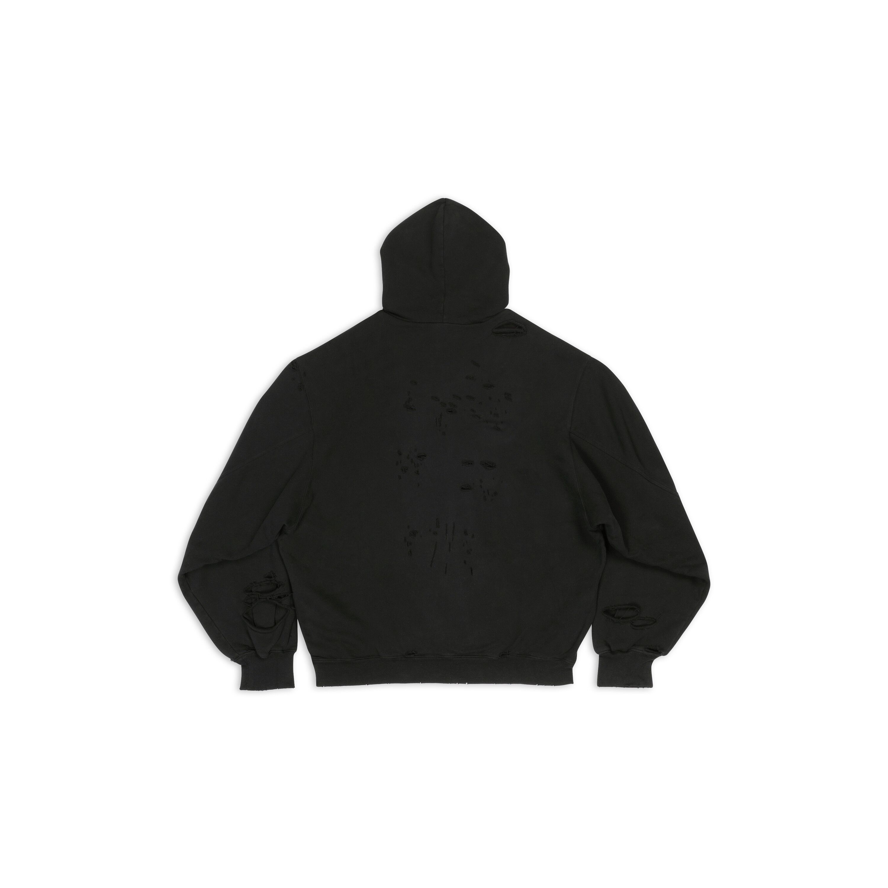 Balenciaga o1s1wg110624 Caps Destroyed Hoodie in Black Size US L / EU 52-54 / 3 - 2 Thumbnail