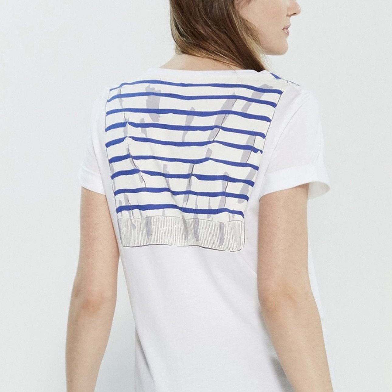 Kate Spade KATE SPADE White Blue Broome Street Tromp L'Oeil Graphic Tee Size M / US 6-8 / IT 42-44 - 2 Thumbnail
