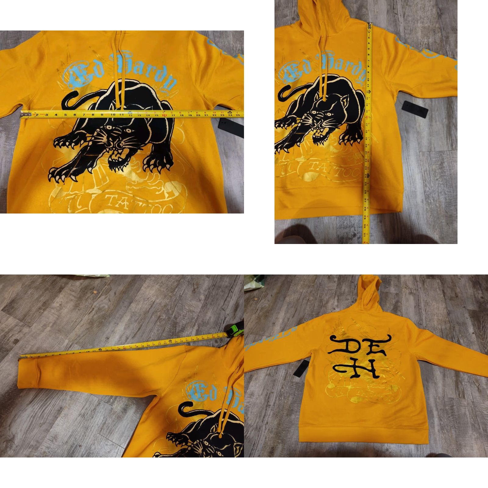 Ed Hardy VINTAGE ED HARDY Hoodie Shirt Mens L Graphic Print Hooded Pullover Yellow NWT New Size US L / EU 52-54 / 3 - 8 Thumbnail