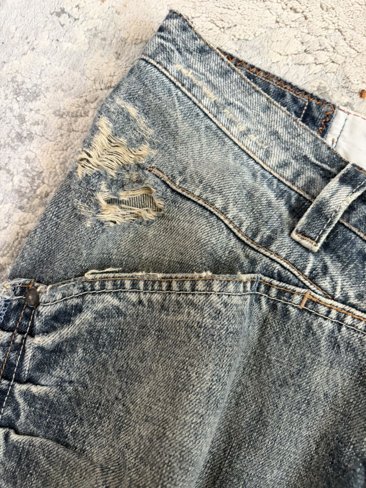 Marithe + Francois Girbaud Distressed Trompe-l'œil Straight Denim Size US 32 / EU 48 - 4 Thumbnail