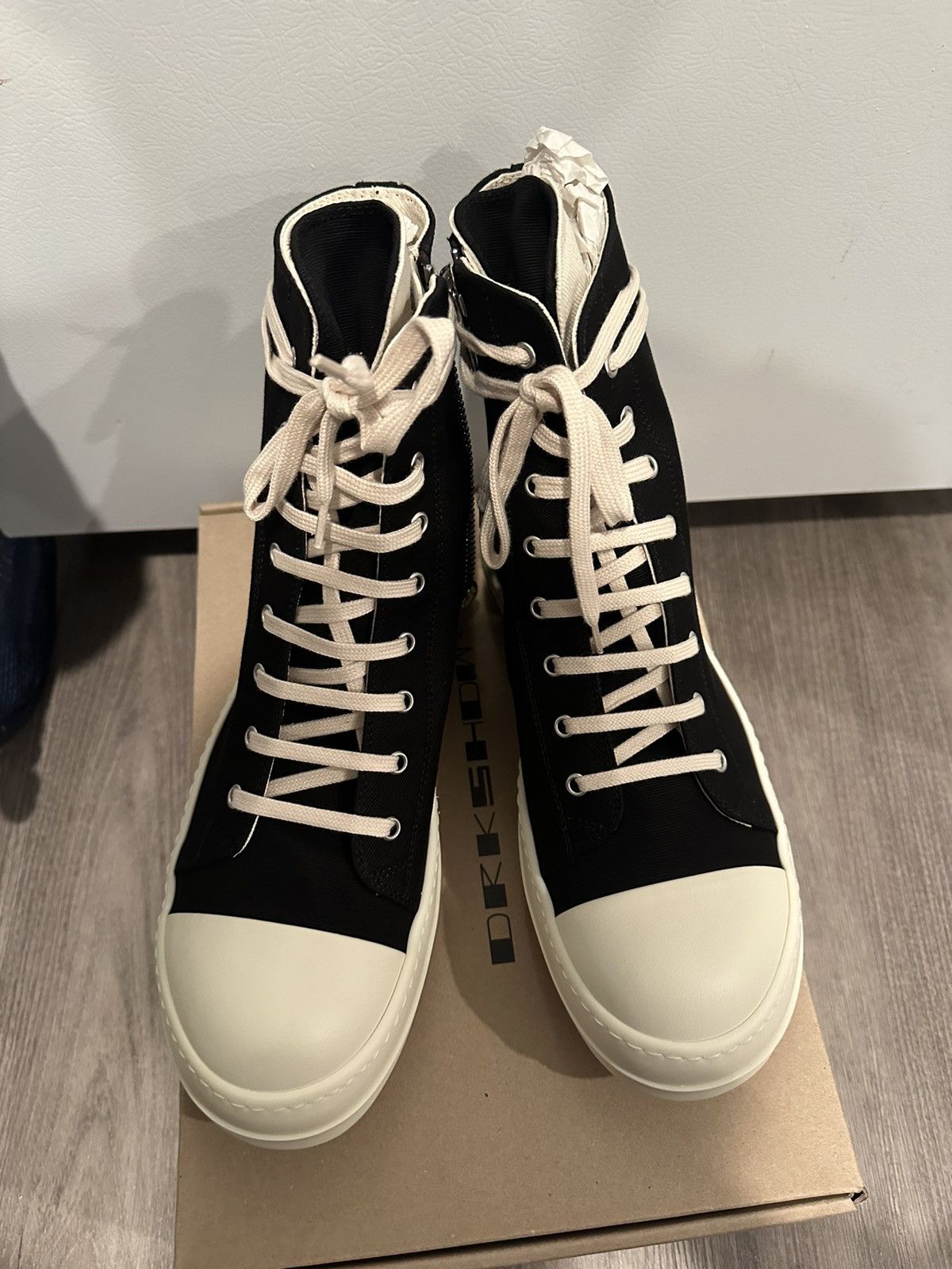 image of Rick Owens Drkshdw Pentagram Ramones High Black Milk Size 43 Shoes, Men's