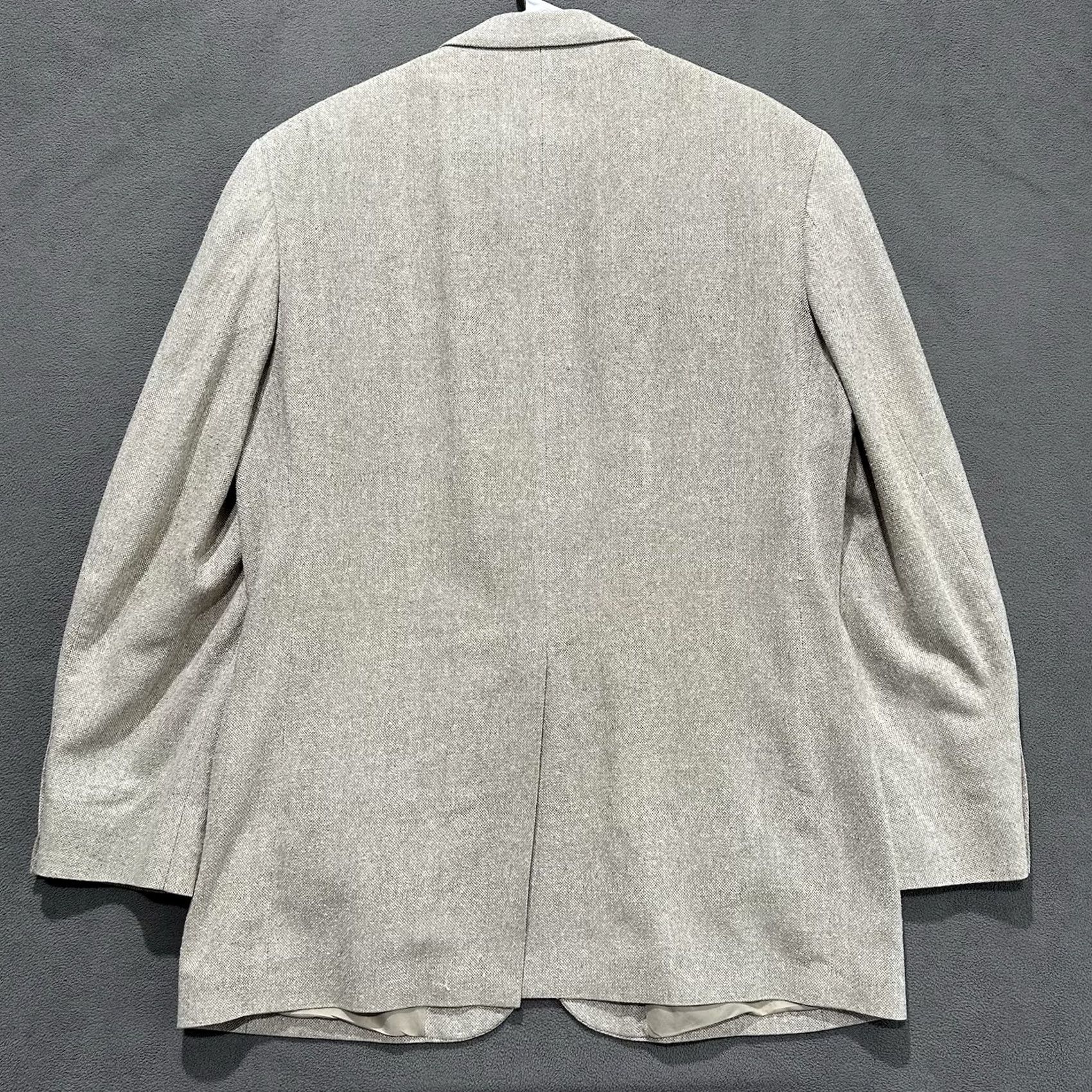 Lands' End VINTAGE Lands' End Blazer Sport Coat Mens 42L Beige Silk Stains GUC Jacket Single-Breasted Two-Button Notch 2 Piece Tailored Regular Mens Size 42R - 2 Thumbnail